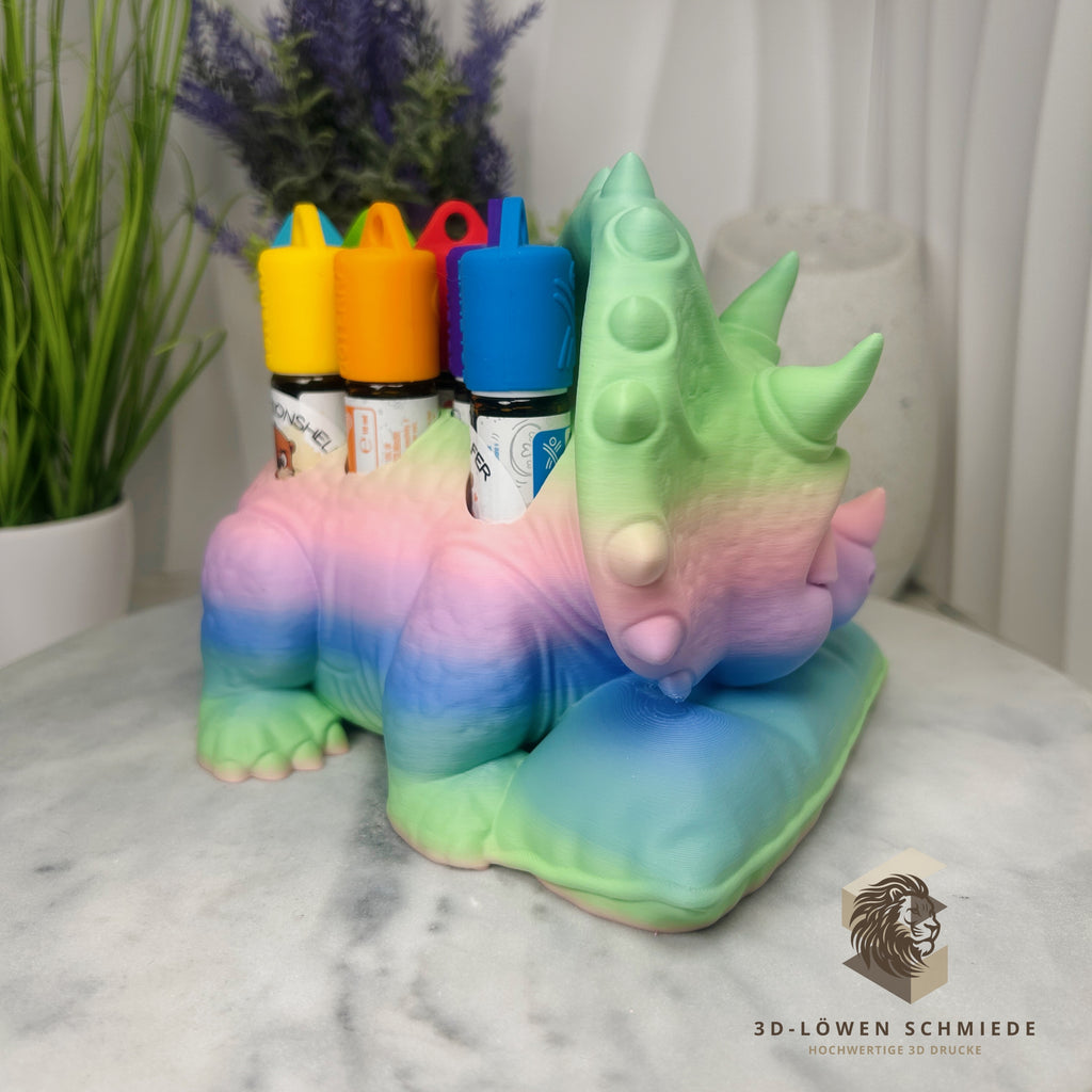 doTERRA Kids Collection Aufsteller für Ätherische Öle, Dino „Schlummer Spike“ Platz für 7x 10ml Roll Ons stilvolle Aufbewahrung, Praktisch