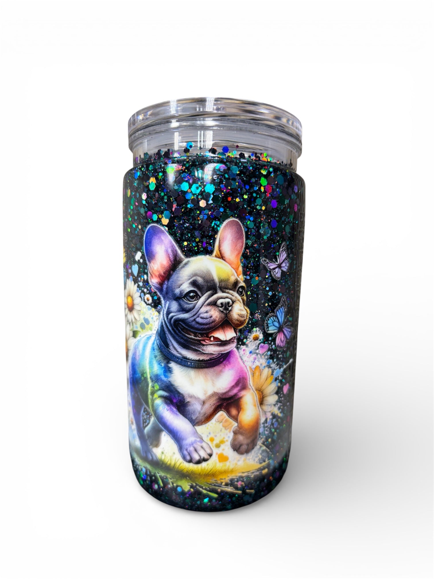 ✨ Glitzer Cup mit FRENCH BULLDOG Motiv funkelnder Glitzer -Trinkbecher