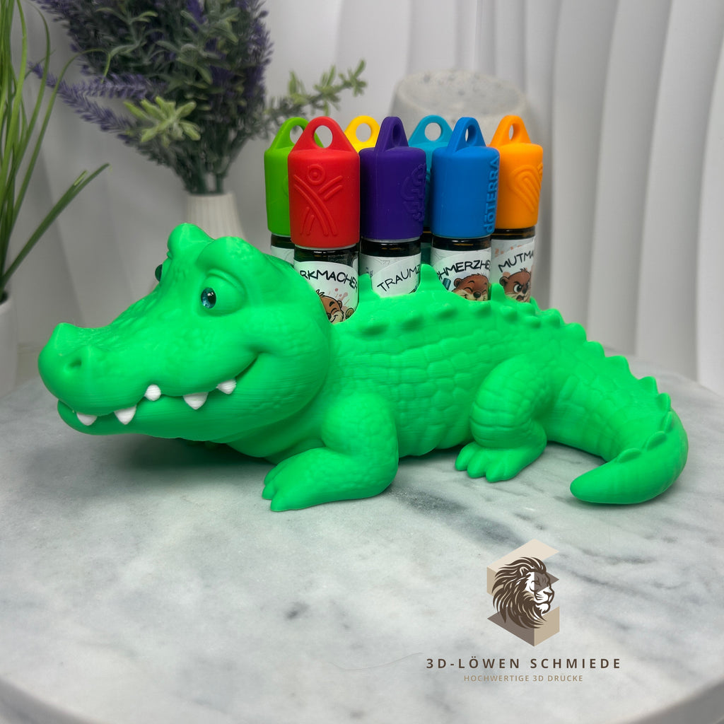doTERRA Aufsteller für KidsCollection „Krokodil“ für Ätherische Öle Platz für 7x 10ml Roll On | Deko | Geschenk | Aufbewahrung