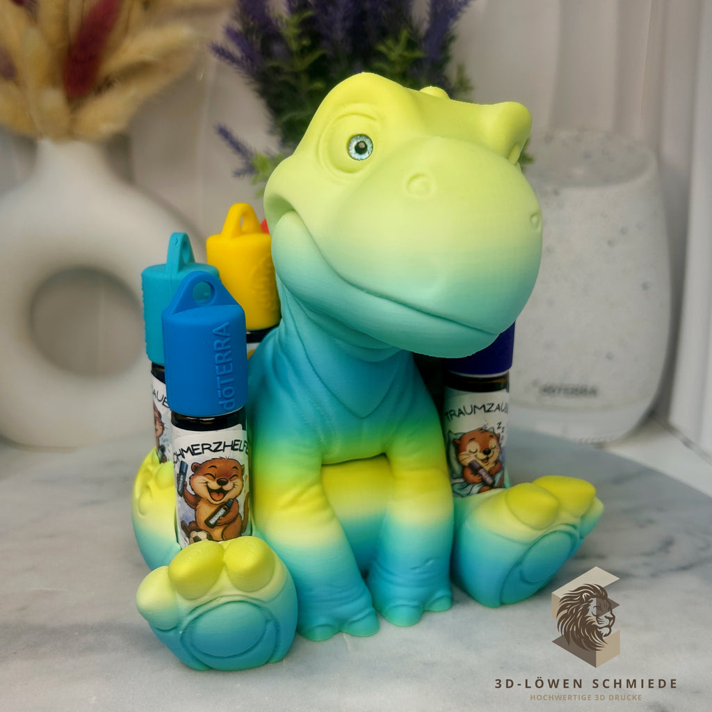 Aroma Dino Aufsteller Kids Collection AromaRex für Ätherische Öle für 7x 10ml Roll-Ons Aufbewahrung, Geschenkidee, Organizer, Aromatherapie