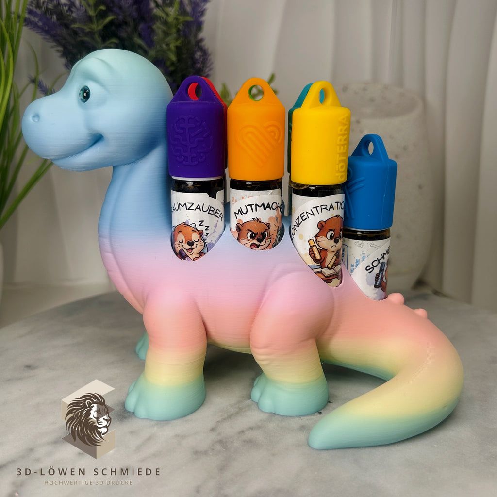 doTERRA Kids Collection Aufsteller für Ätherische Öle, Dino „Milo“ Platz für 7x 10ml Roll-Ons stilvolle Aufbewahrung, Praktisch, Einzigartig