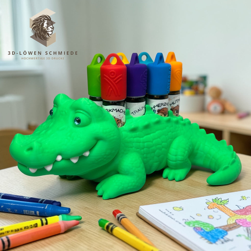 doTERRA Aufsteller für KidsCollection „Krokodil“ für Ätherische Öle Platz für 7x 10ml Roll On | Deko | Geschenk | Aufbewahrung