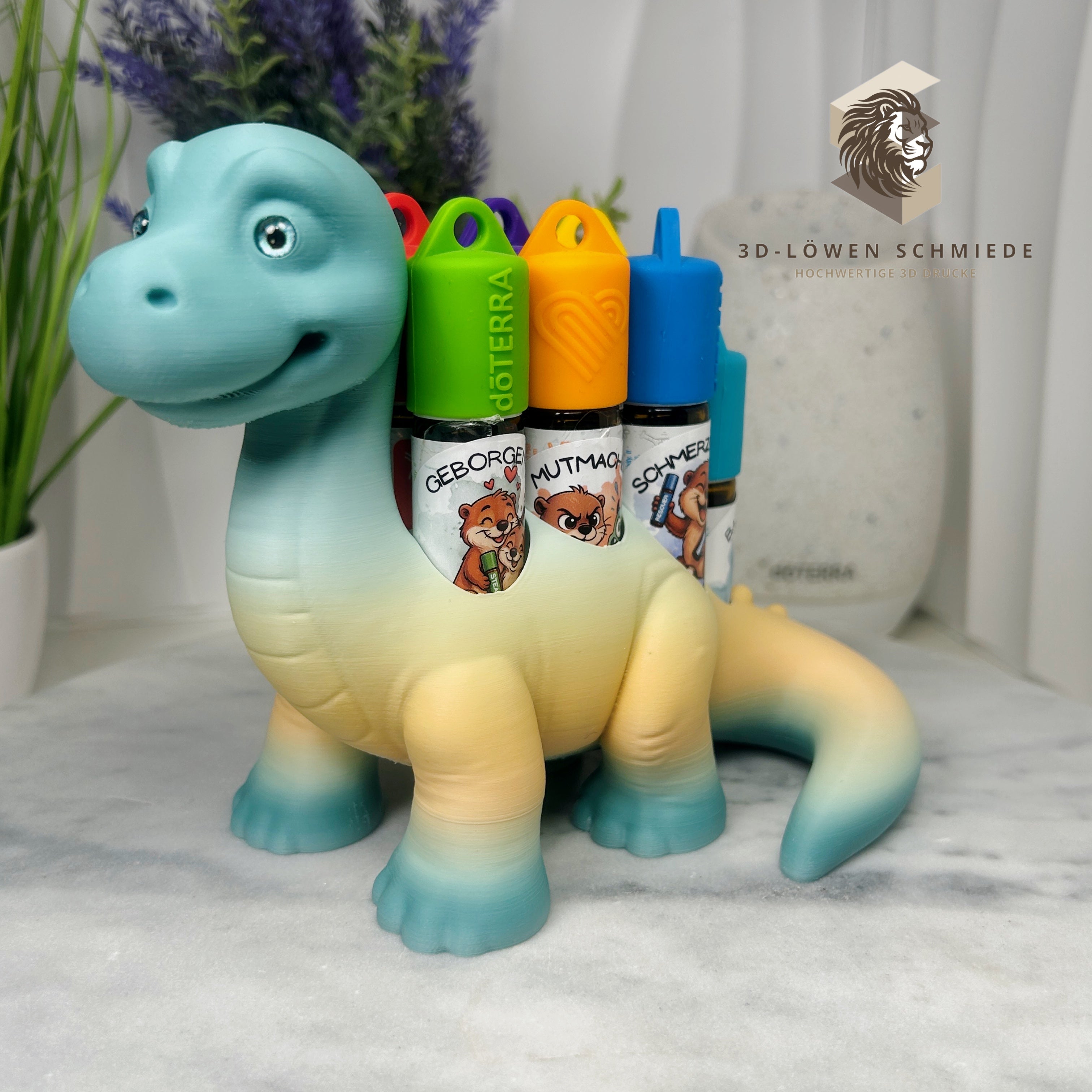 doTERRA Kids Collection Aufsteller für Ätherische Öle, Dino „Milo“ Platz für 7x 10ml Roll-Ons stilvolle Aufbewahrung, Praktisch, Einzigartig