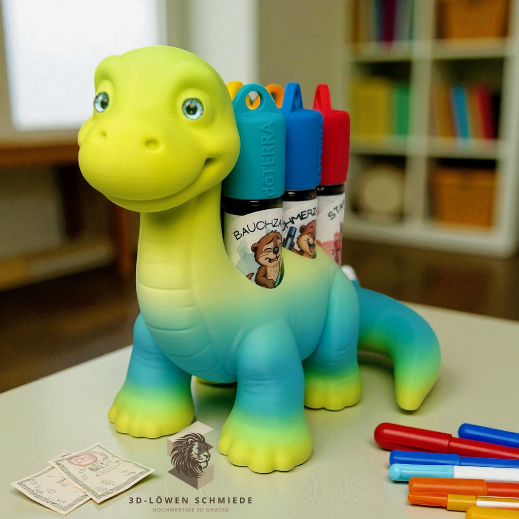 Aroma Dino Kids Collection Aufsteller für Ätherische Öle, Dino „Milo“ Platz für 7x 10ml Roll-Ons stilvolle Aufbewahrung, Praktisch, Einzigartig