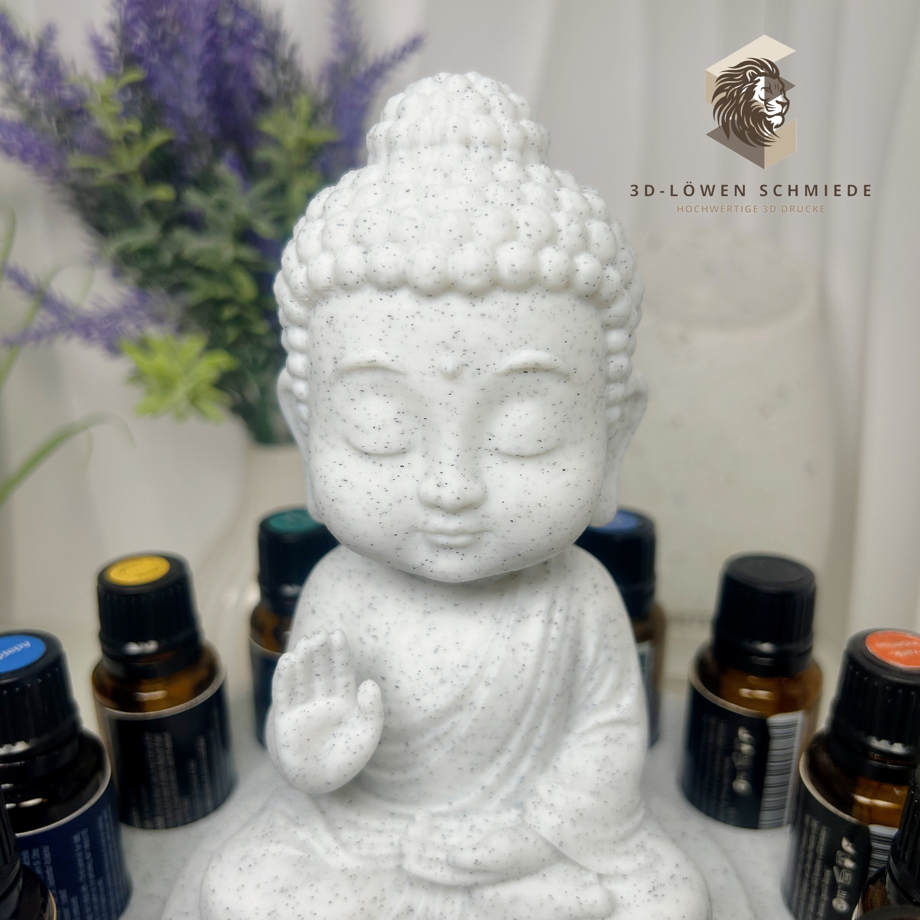 doTERRA Buddha Aufsteller für ätherische Öle | Drehbarer Oil Organizer | Aromatherapie Halter | Ölflaschen Aufbewahrung | Marmor Weiß Design