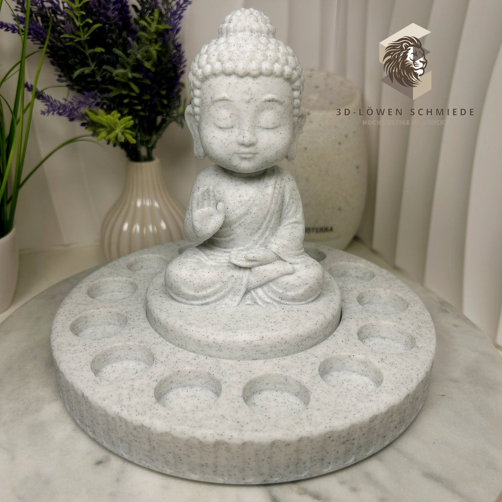 doTERRA Buddha Aufsteller für ätherische Öle | Drehbarer Oil Organizer | Aromatherapie Halter | Ölflaschen Aufbewahrung | Marmor Weiß Design