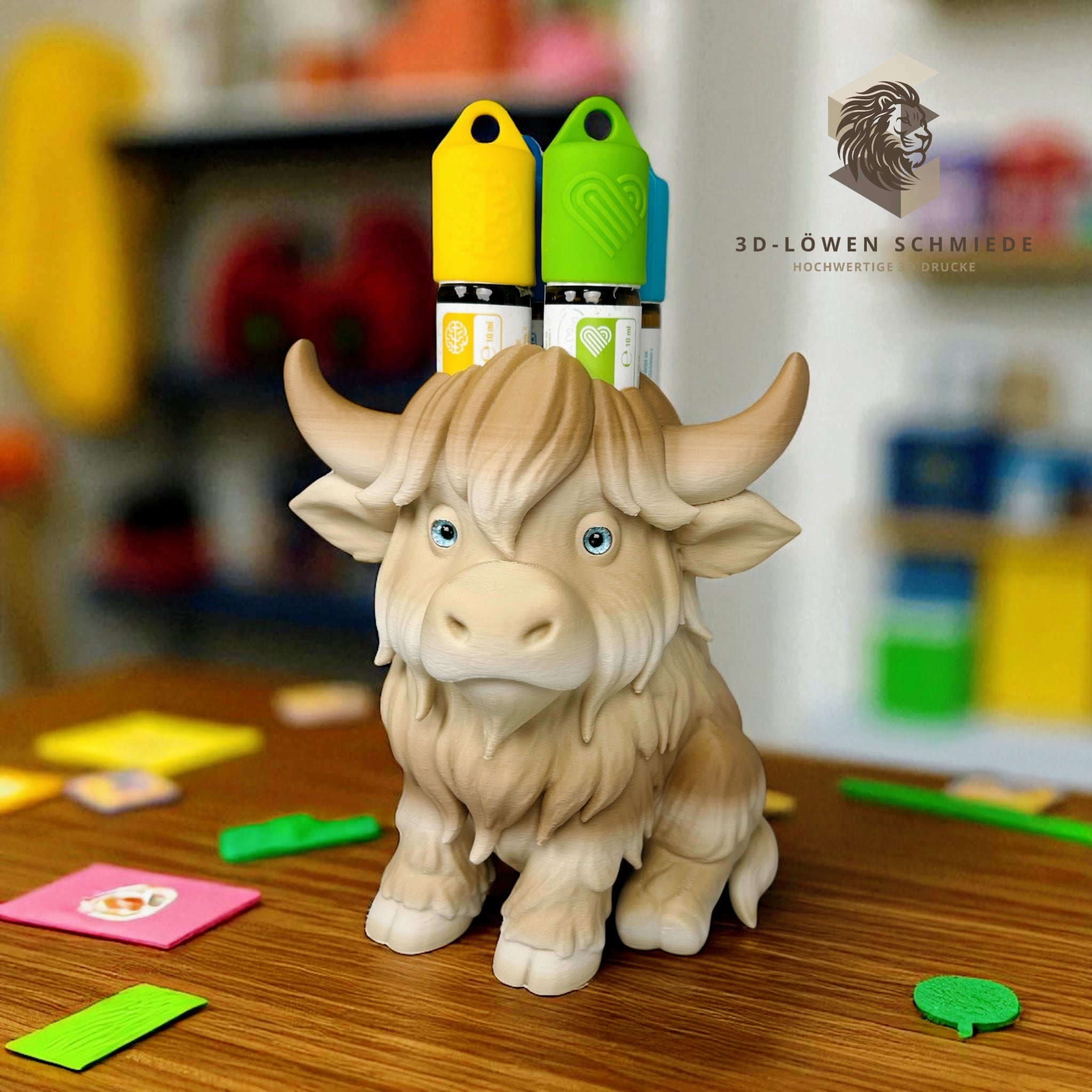 doTERRA Aufsteller KidsCollection „Karl, das Yak“ für Ätherische Öle Platz für 7x 10ml Roll On - Deko - Geschenk - Aufbewahrung