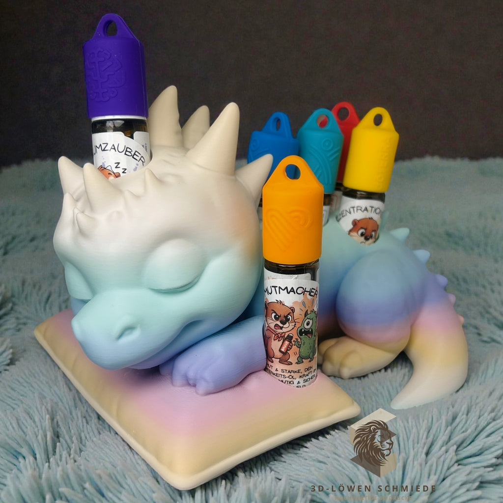 doTERRA Kids Collection Aufsteller für Ätherische Öle, Dino „Schlummer Drache“ Platz für 7x 10ml Roll-Ons stilvolle Aufbewahrung, Praktisch