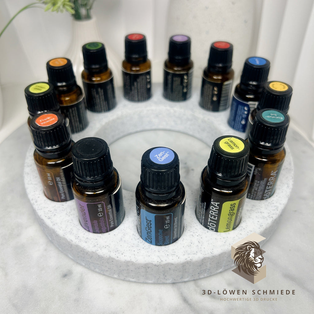 doTERRA Buddha Aufsteller für ätherische Öle | Drehbarer Oil Organizer | Aromatherapie Halter | Ölflaschen Aufbewahrung | Marmor Weiß Design
