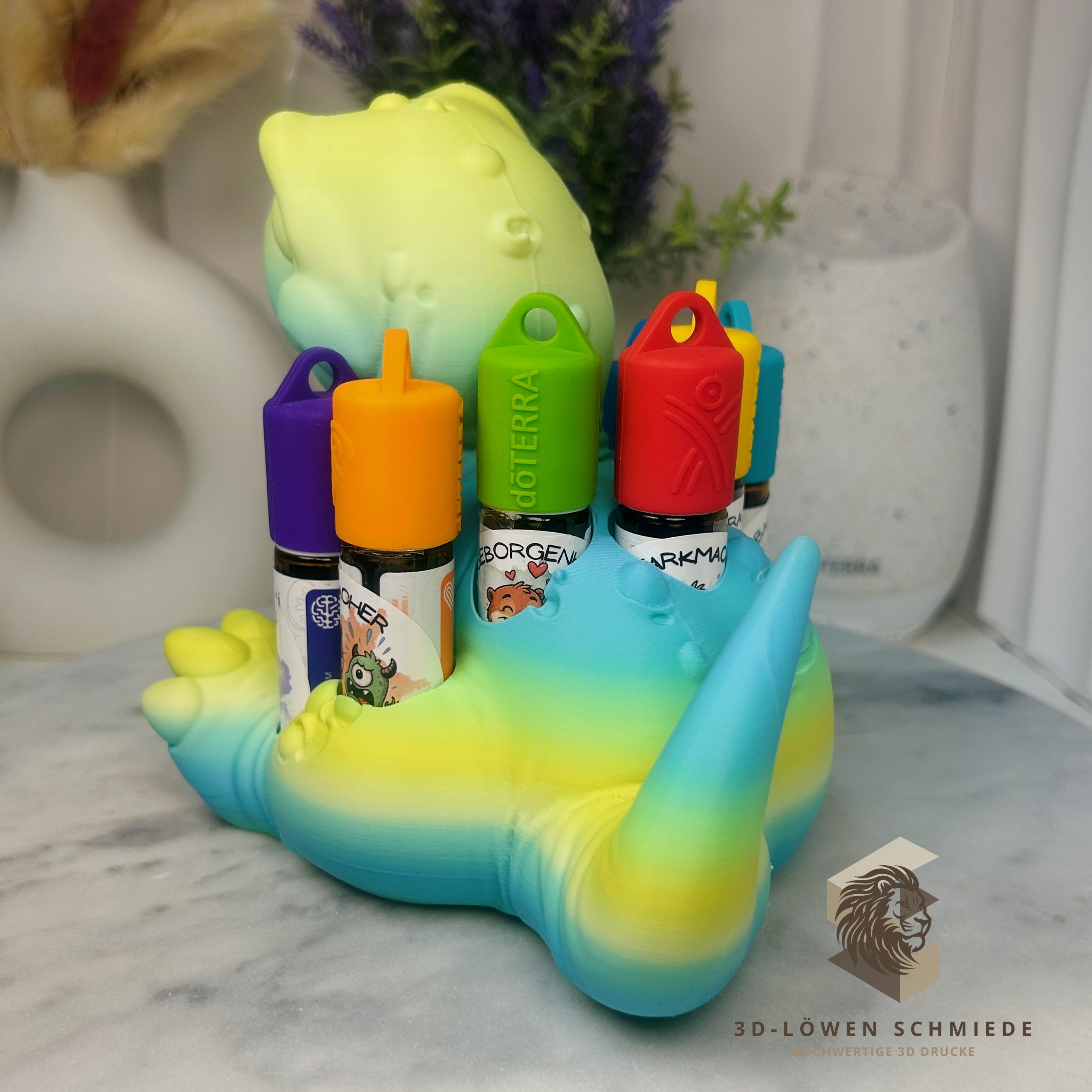 Aroma Dino Aufsteller Kids Collection AromaRex für Ätherische Öle für 7x 10ml Roll-Ons Aufbewahrung, Geschenkidee, Organizer, Aromatherapie