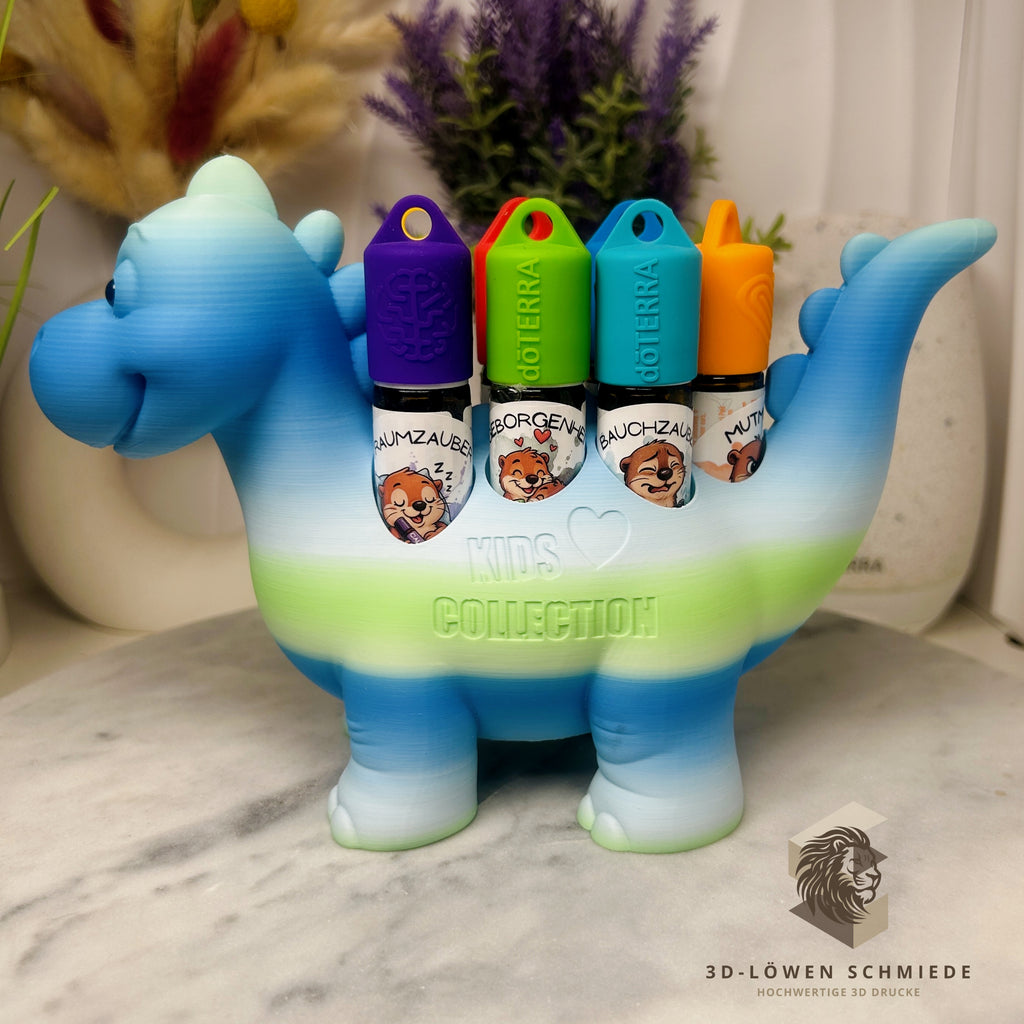 Aufsteller KidsCollection, Dino Buddy für Ätherische Öle Platz für 7x 10ml Roll On - Deko - Geschenk - Aufbewahrung