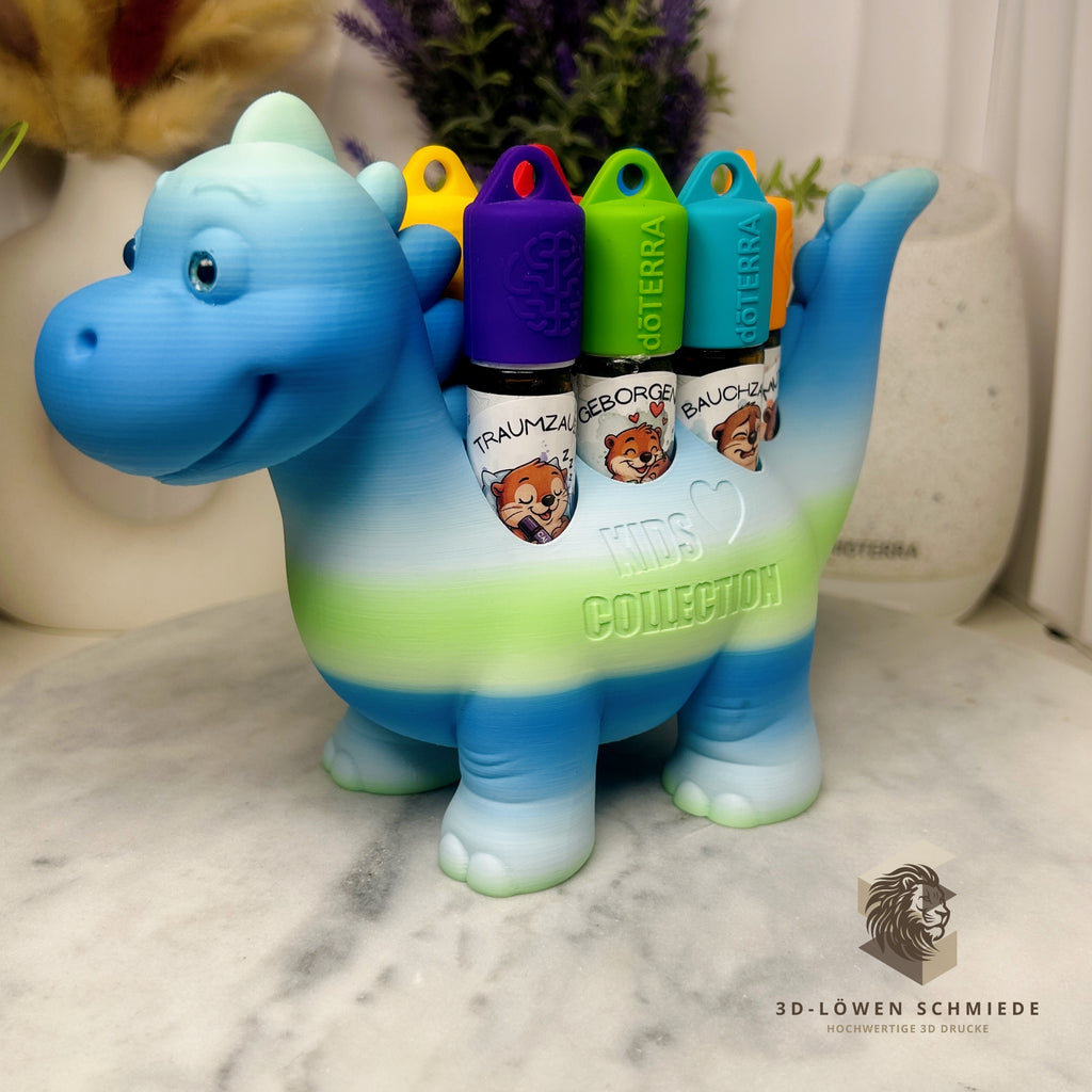Aufsteller KidsCollection, Dino Buddy für Ätherische Öle Platz für 7x 10ml Roll On - Deko - Geschenk - Aufbewahrung