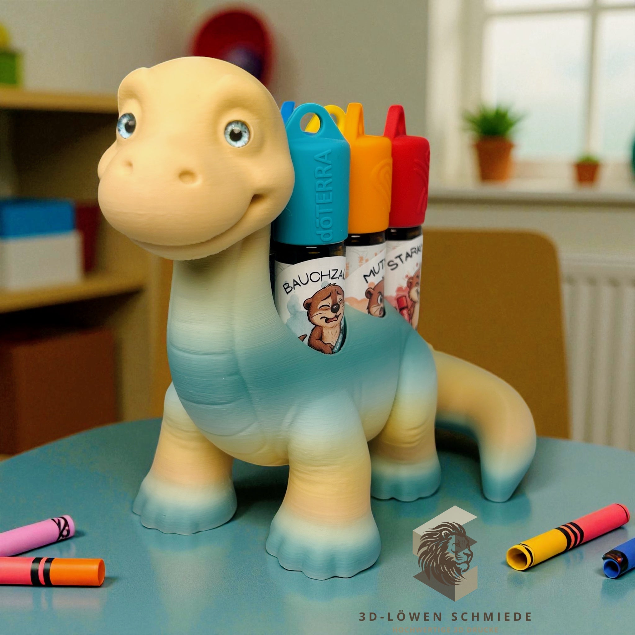 doTERRA Kids Collection Aufsteller für Ätherische Öle, Dino „Milo“ Platz für 7x 10ml Roll-Ons stilvolle Aufbewahrung, Praktisch, Einzigartig