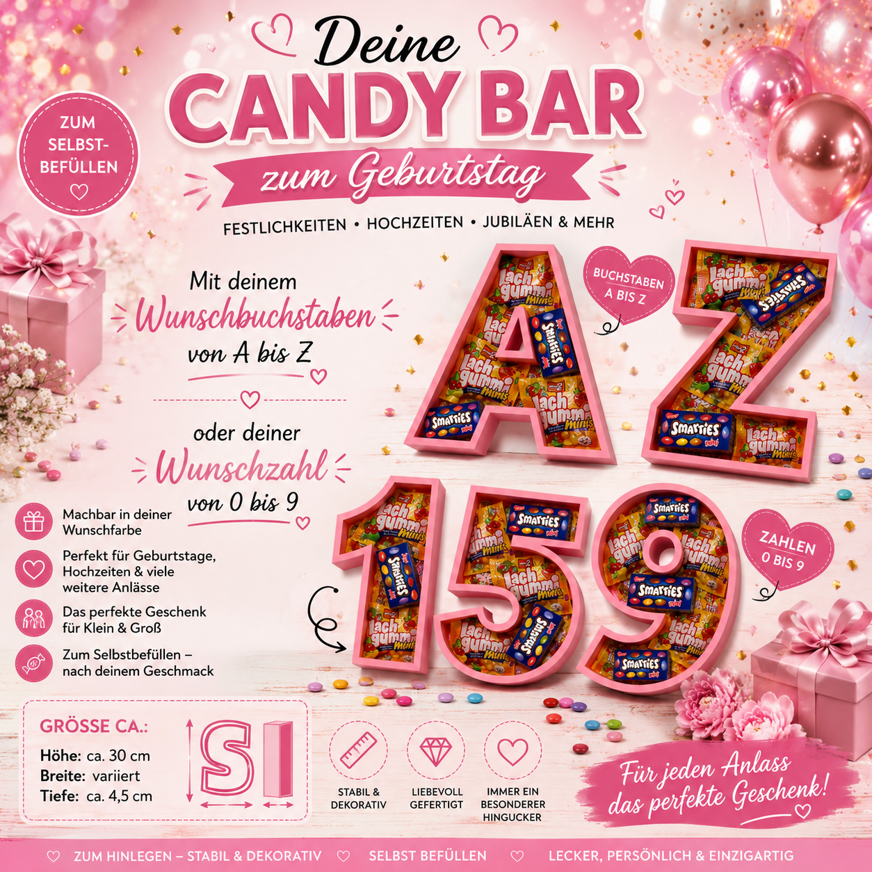 🍬 Candy Bar – Wunschbuchstaben & Wunschzahlen 🍬
