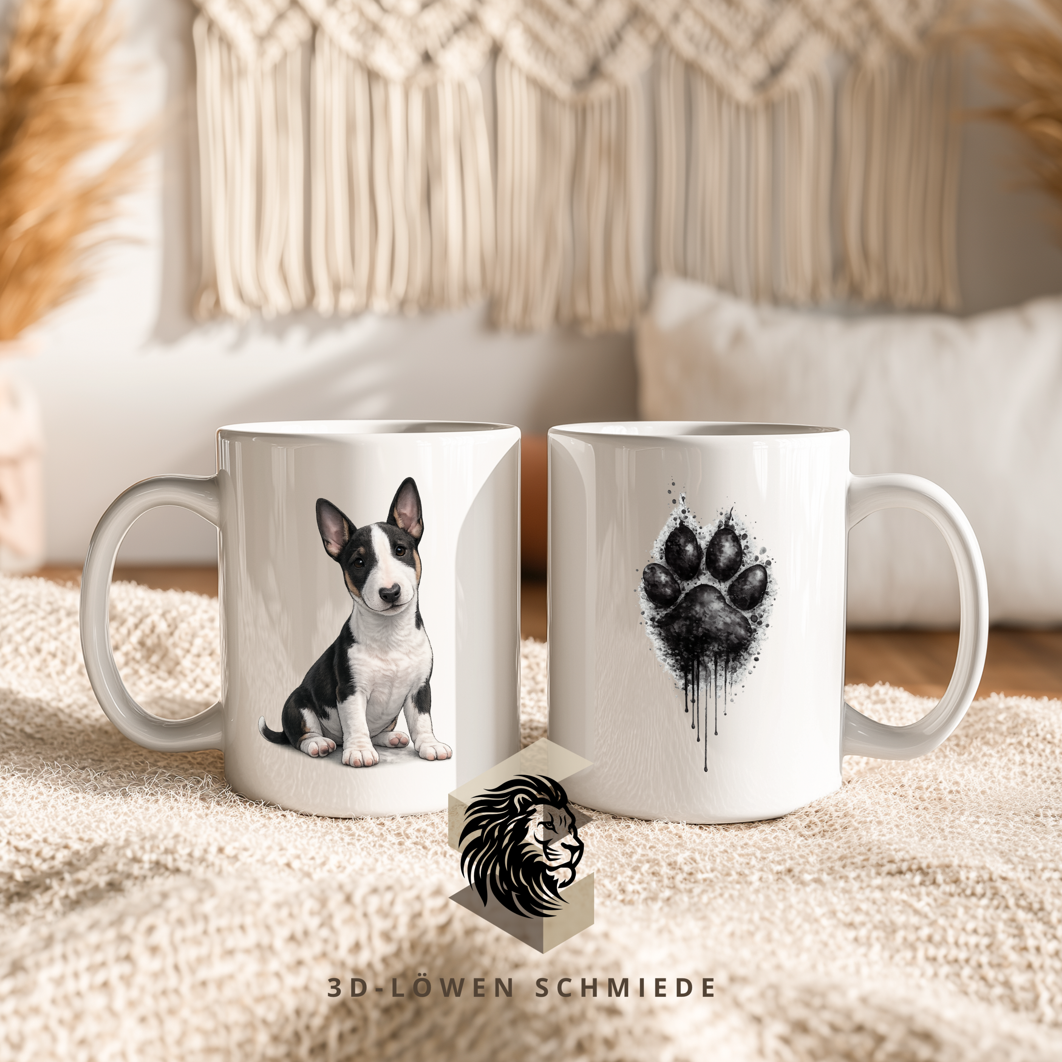 Personalisierte Miniatur Bullterrier Tasse mit Pfote & Wunschname