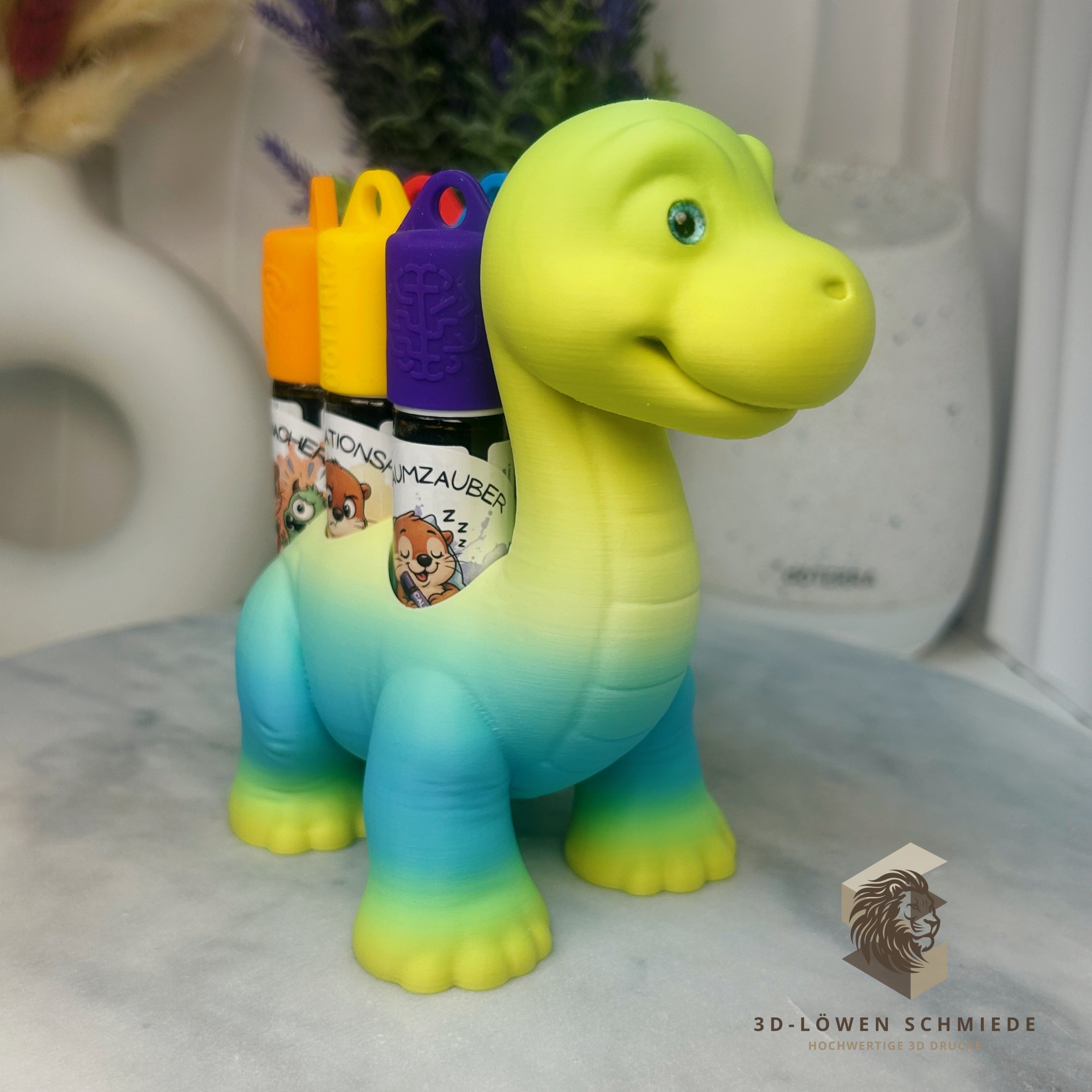 Aroma Dino Kids Collection Aufsteller für Ätherische Öle, Dino „Milo“ Platz für 7x 10ml Roll-Ons stilvolle Aufbewahrung, Praktisch, Einzigartig