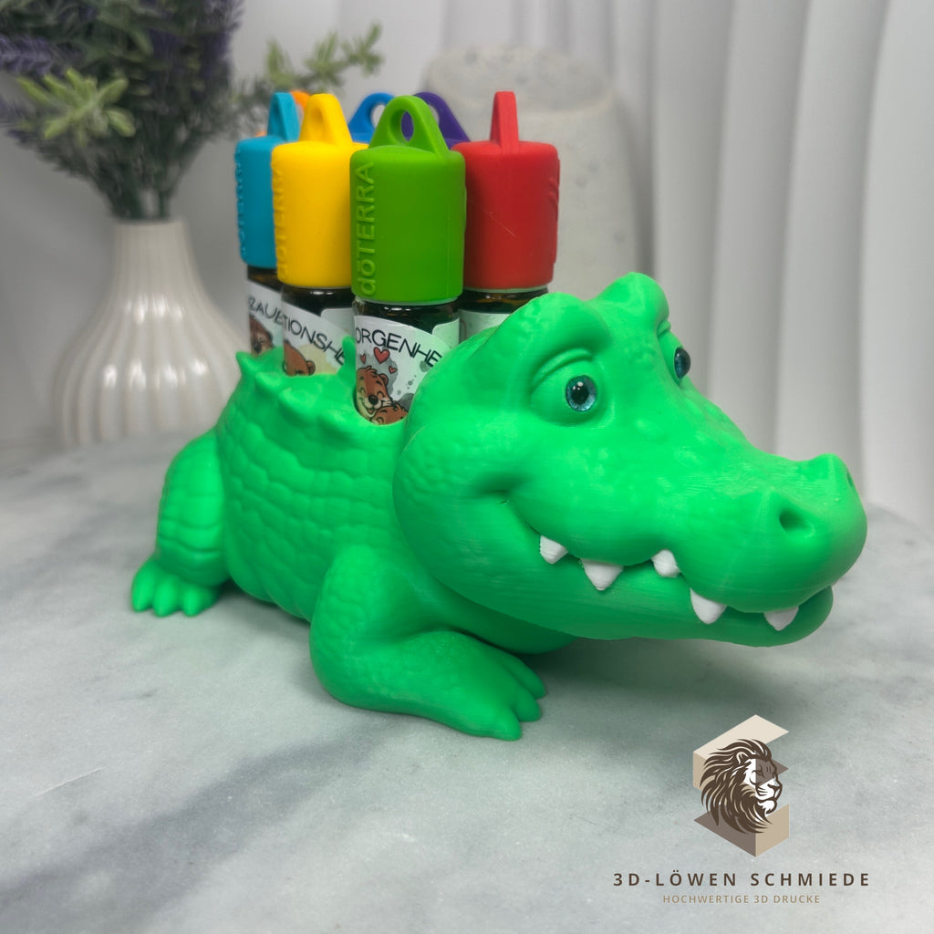 doTERRA Aufsteller für KidsCollection „Krokodil“ für Ätherische Öle Platz für 7x 10ml Roll On | Deko | Geschenk | Aufbewahrung