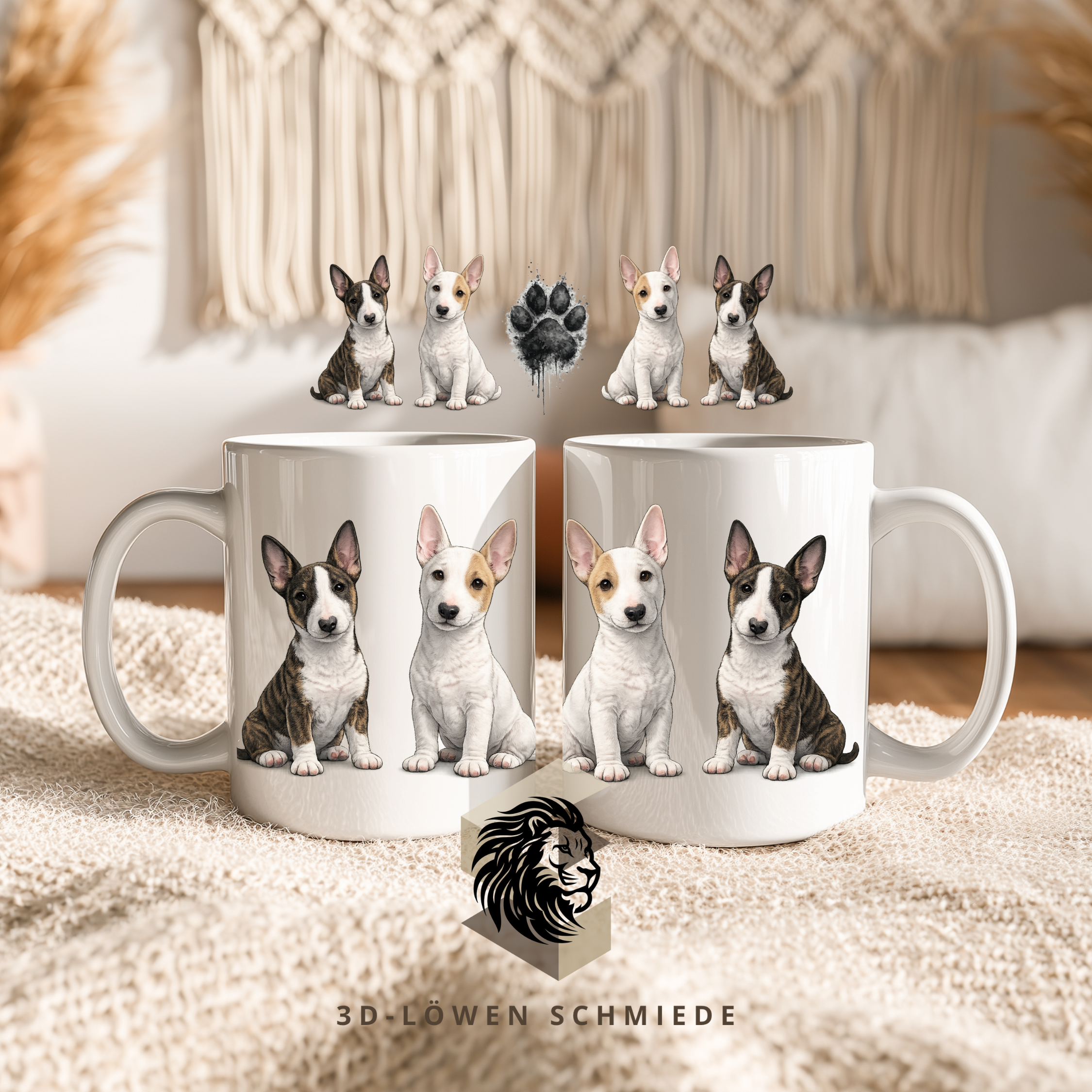 Personalisierte Miniatur Bullterrier Tasse mit Pfote & Wunschname