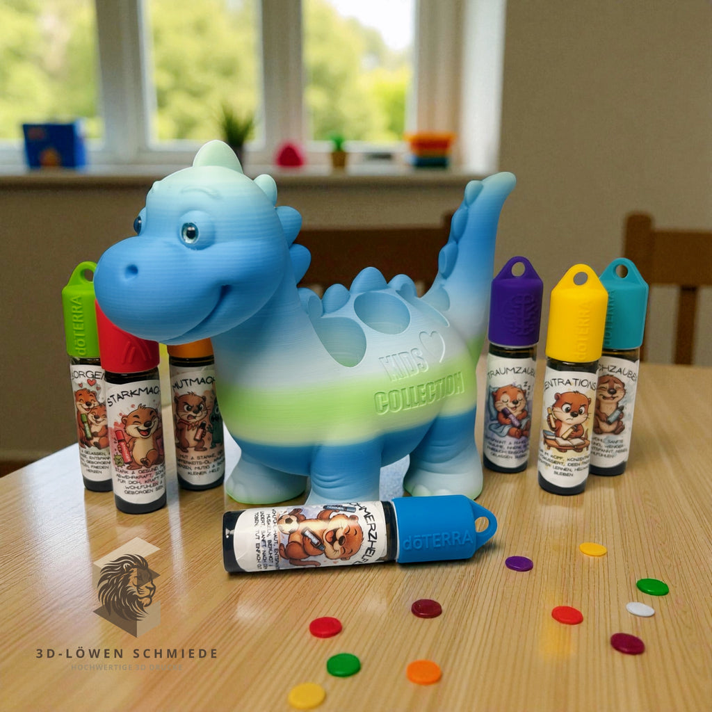 Aufsteller KidsCollection, Dino Buddy für Ätherische Öle Platz für 7x 10ml Roll On - Deko - Geschenk - Aufbewahrung