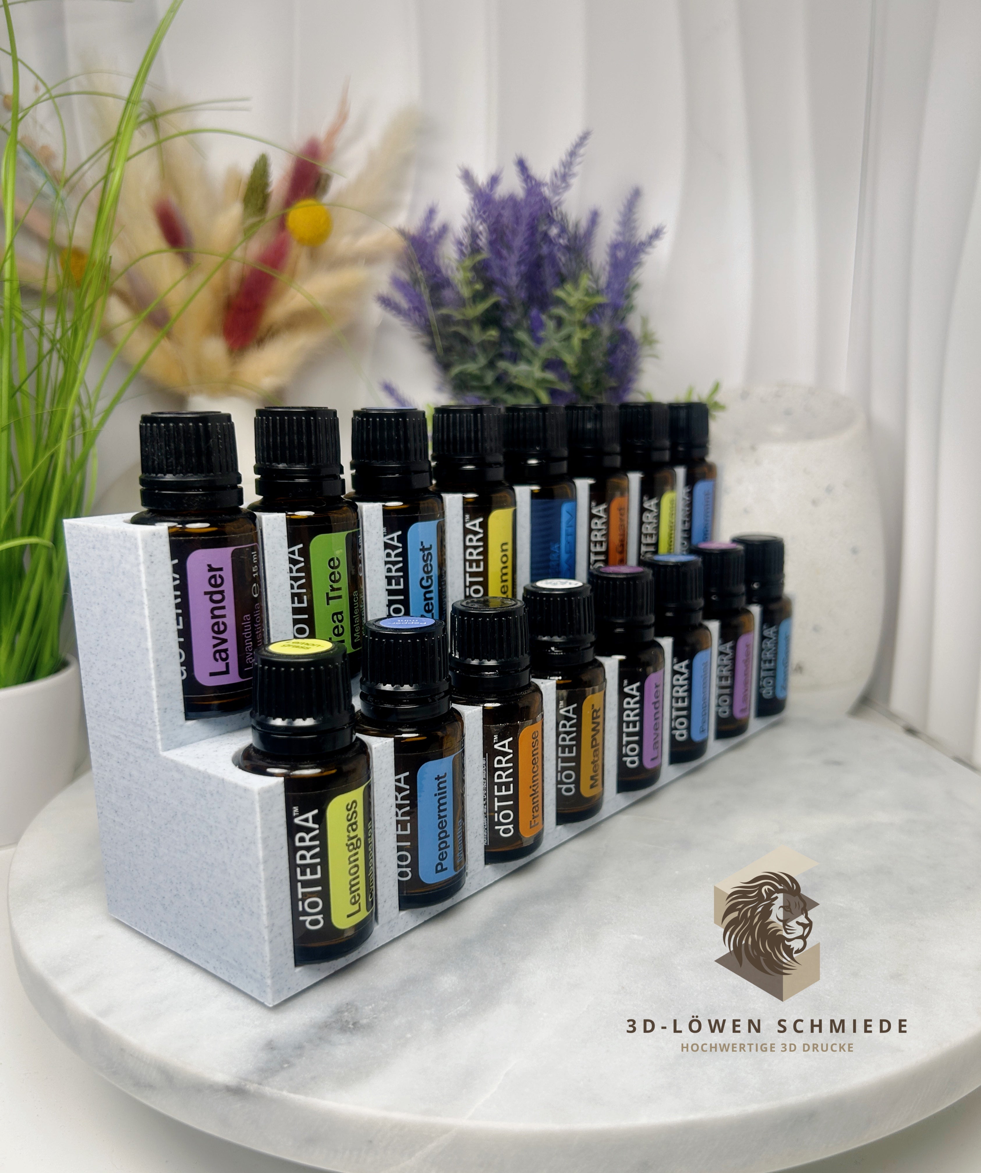 doTERRA Aufsteller für bis zu 32x 15ml Ätherische Öl Flaschen mit Sichtfenster auf die Öle, Stilvoll - Aufbewahrung - Geschenkidee