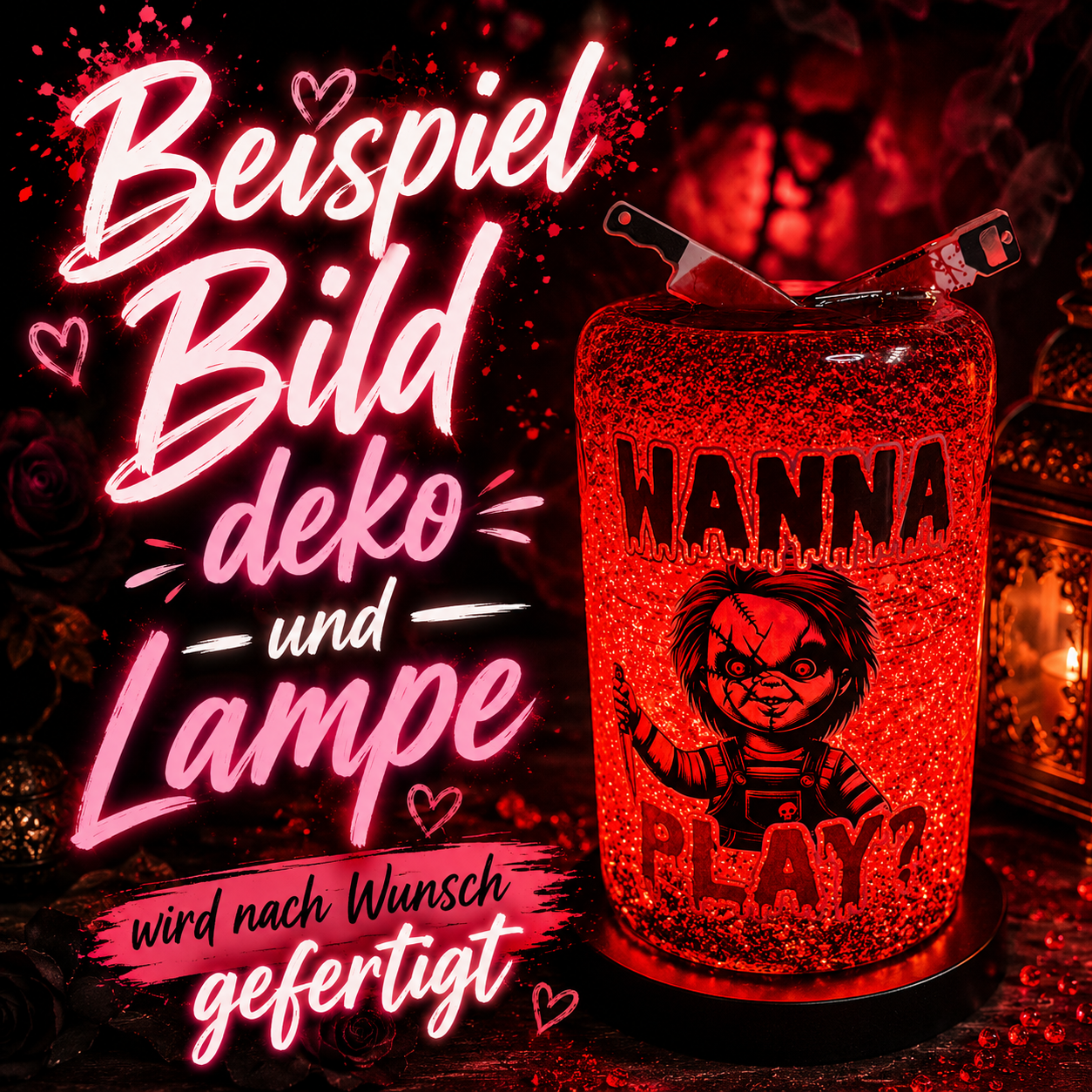 Nachttischlampe Personalisiert, Cup nur im Live erstellbar + Lampen Sockel