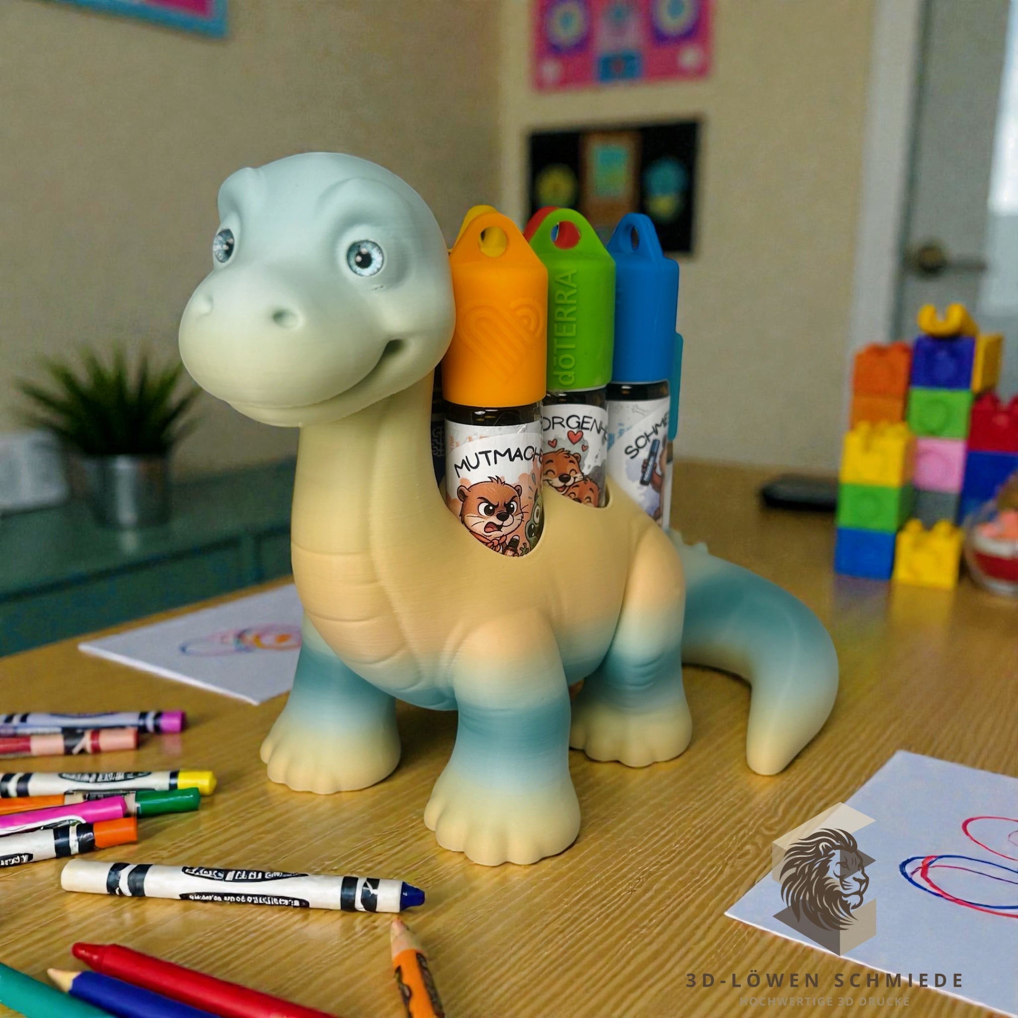 doTERRA Kids Collection Aufsteller für Ätherische Öle, Dino „Milo“ Platz für 7x 10ml Roll-Ons stilvolle Aufbewahrung, Praktisch, Einzigartig