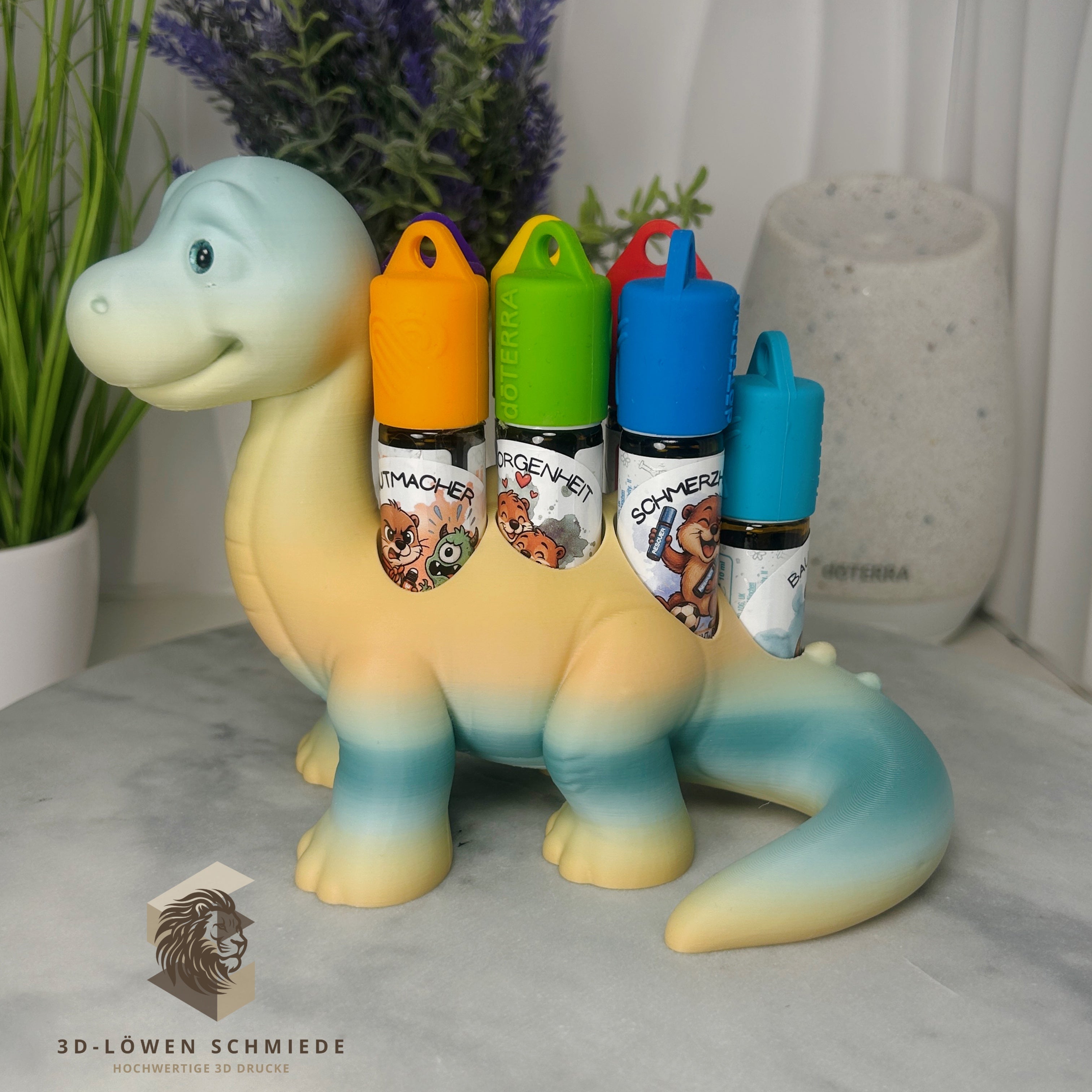 doTERRA Kids Collection Aufsteller für Ätherische Öle, Dino „Milo“ Platz für 7x 10ml Roll-Ons stilvolle Aufbewahrung, Praktisch, Einzigartig