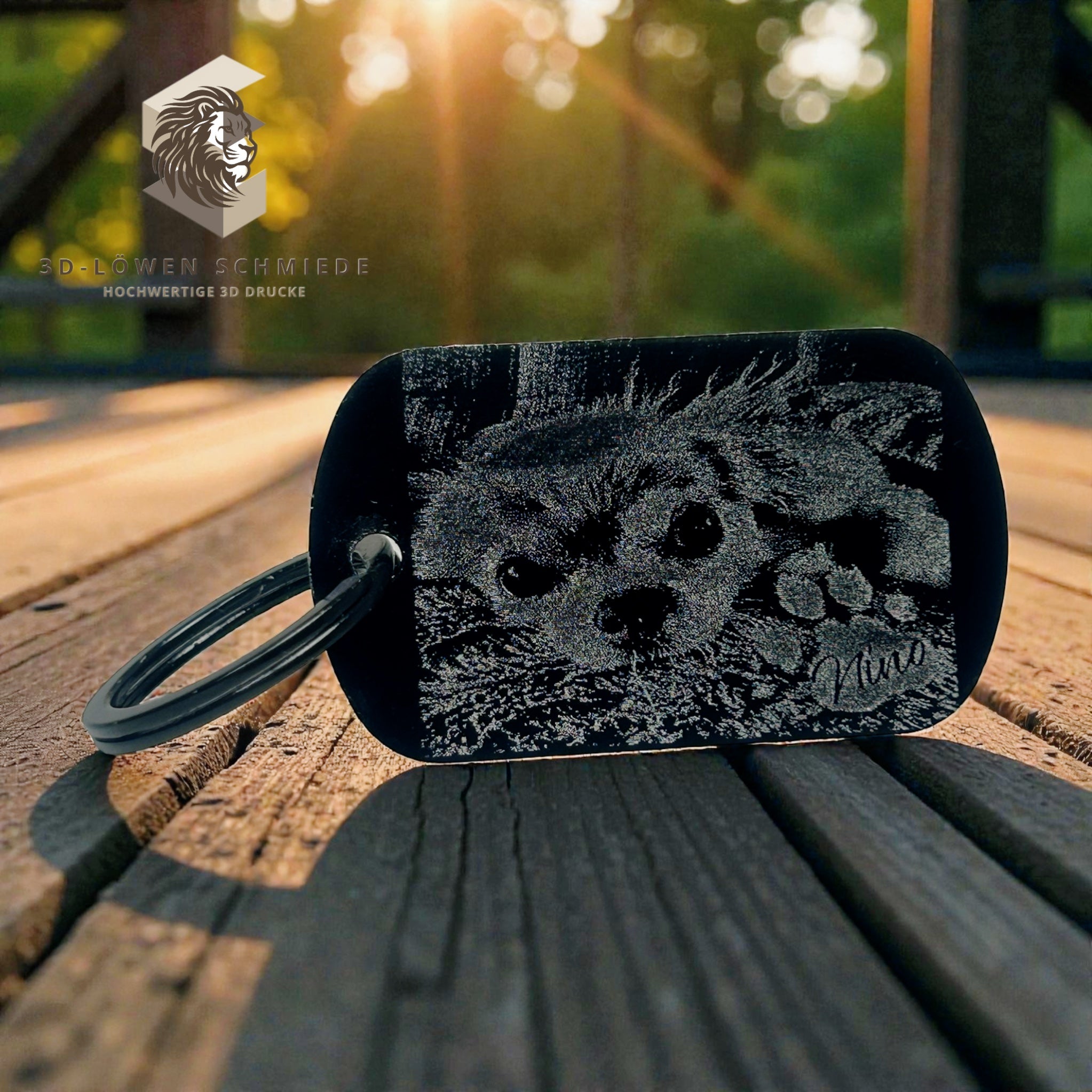 Personalisierte Dog Tag Erkennungsmarke aus schwarzem Aluminium