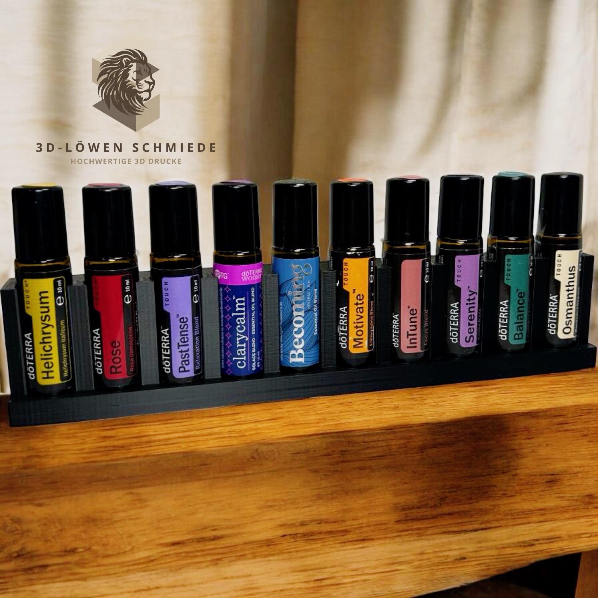 doTERRA Aufsteller / Regal für 10x 10ml Ätherische Öl Touch Roll-On‘s mit Sichtfenster auf die Öle, auch in anderen Farben möglich