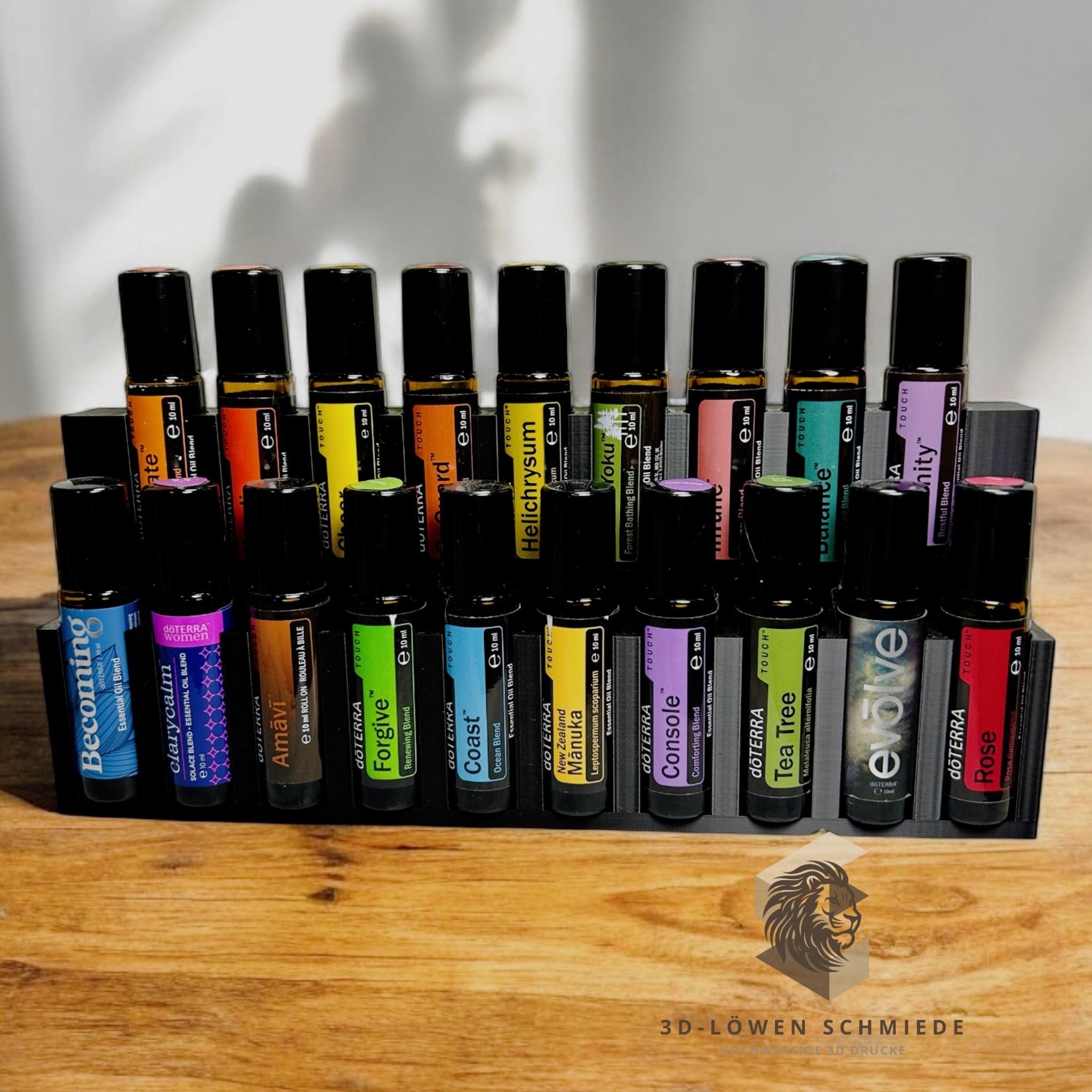 doTERRA Aufsteller für 19x 10ml Ätherische Öle Touch Roll-On‘s mit Sicht auf die Öle kompakt und platzsparend, auch in anderen Farben