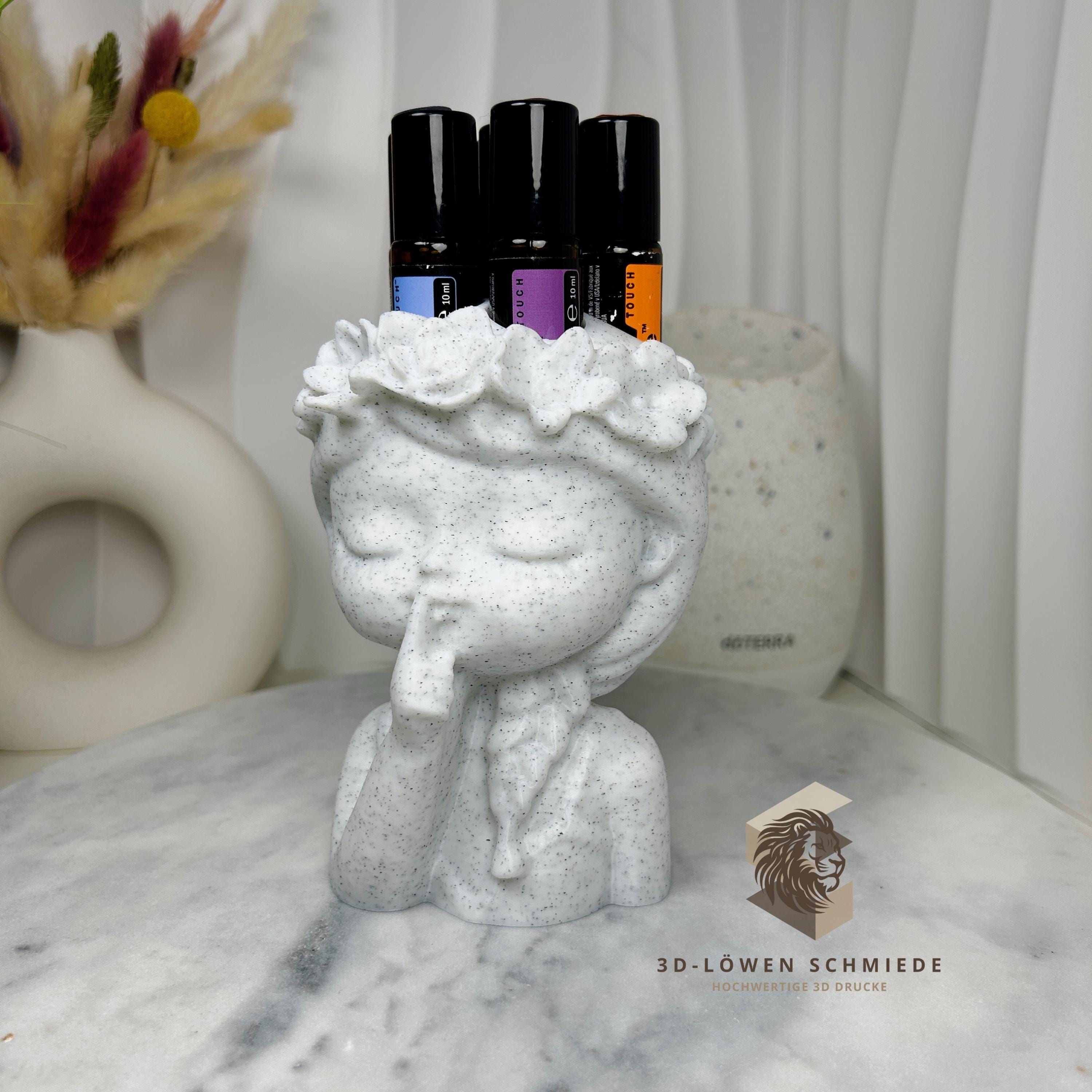 doTERRA Blumenmädchen V1. Aufsteller für Ätherische Öle 7x 10ml Roll-Ons stilvoll Aufbewahrung / Praktische Geschenkidee / Weiß-Marmor Farbe