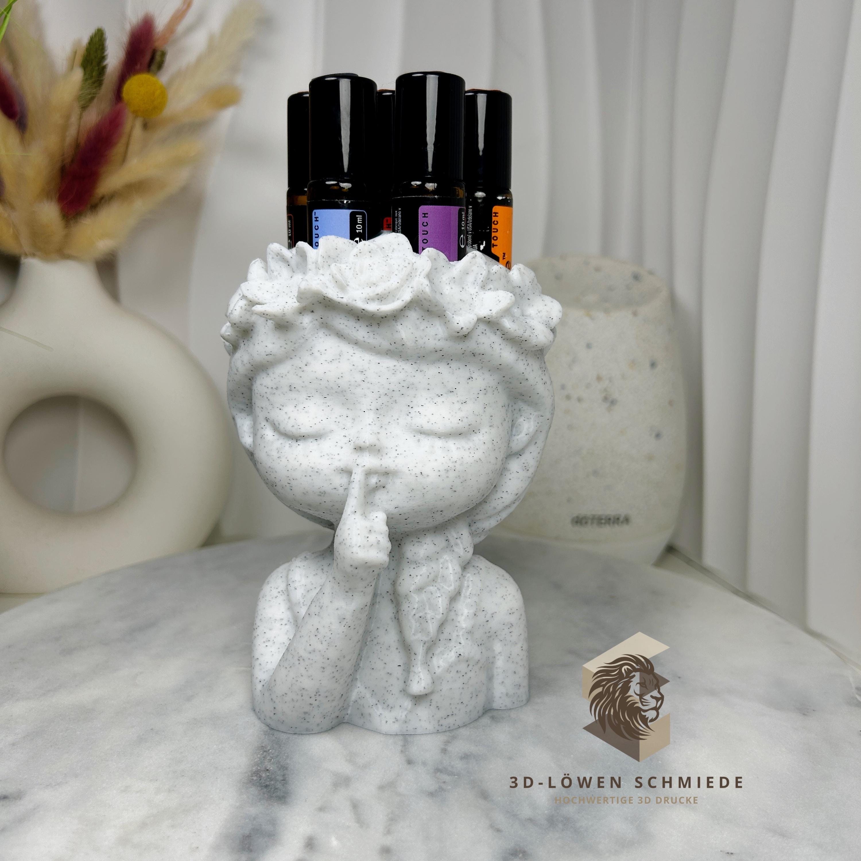doTERRA Blumenmädchen V1. Aufsteller für Ätherische Öle 7x 10ml Roll-Ons stilvoll Aufbewahrung / Praktische Geschenkidee / Weiß-Marmor Farbe