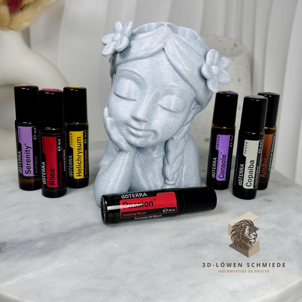doTERRA Blumenmädchen V3. Aufsteller für Ätherische Öle 7x 10ml Roll-Ons im stilvollem und praktischen Design / Aufbewahrung / Marmor Grau