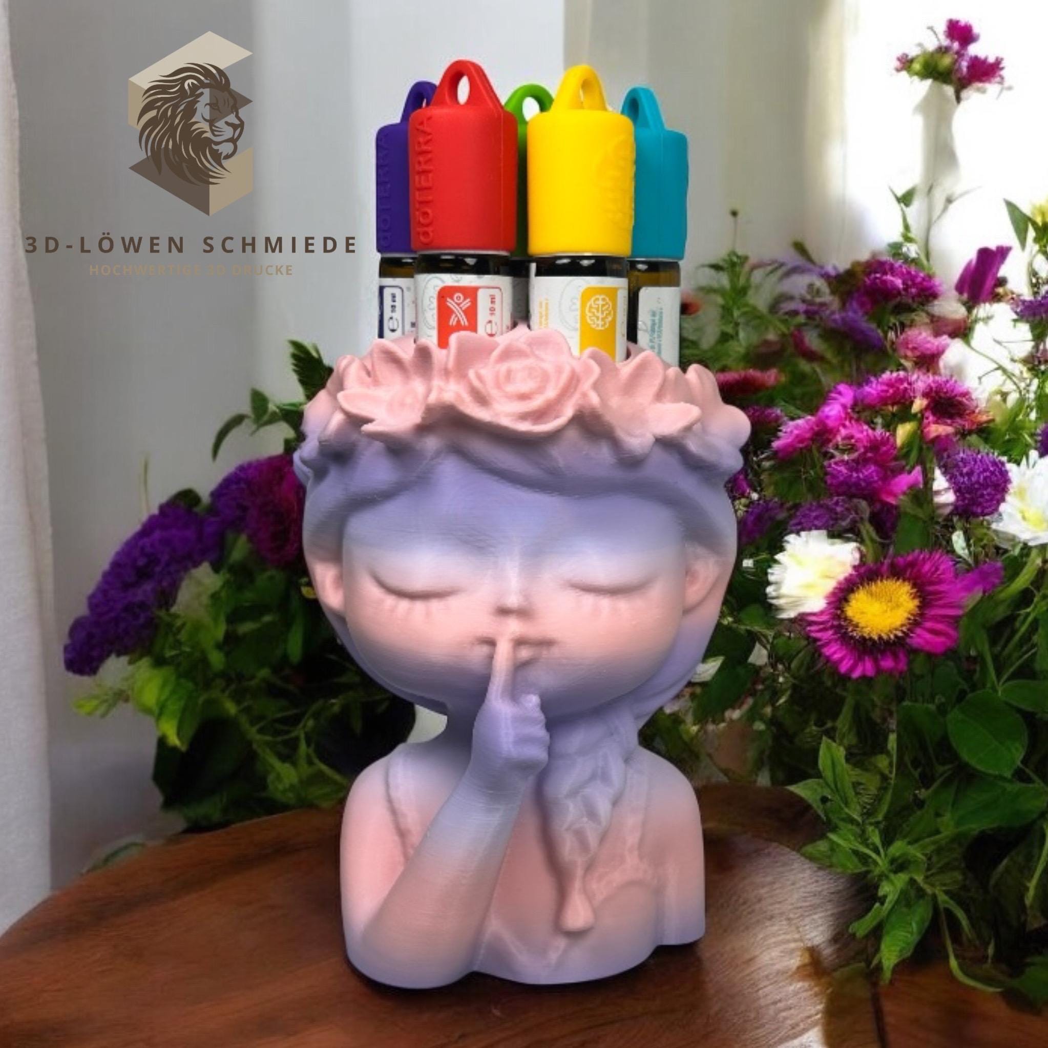 doTERRA Blumenmädchen V1. Aufsteller für Ätherische Öle 7x 10ml Roll-Ons im stilvollem und praktischen Design / Aufbewahrung / Geschenkidee