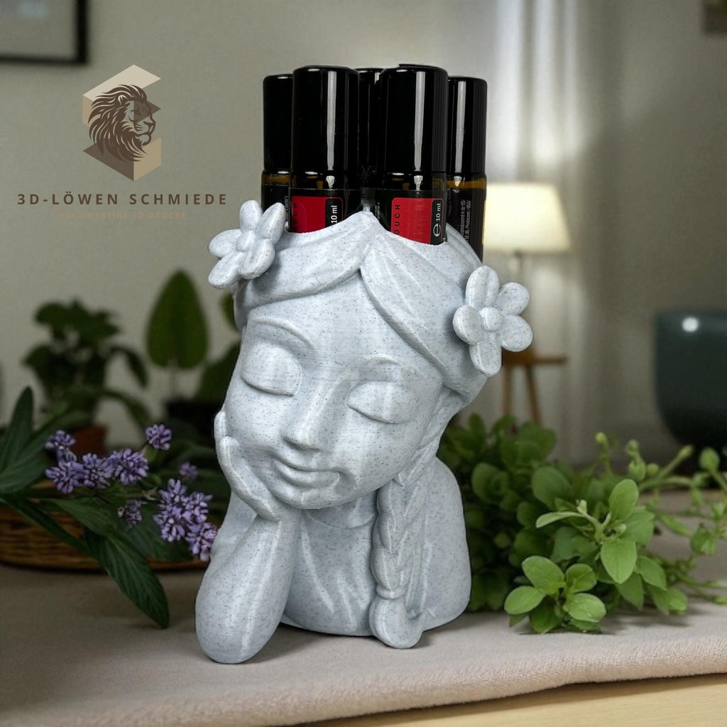 doTERRA Blumenmädchen V3. Aufsteller für Ätherische Öle 7x 10ml Roll-Ons im stilvollem und praktischen Design / Aufbewahrung / Marmor Grau