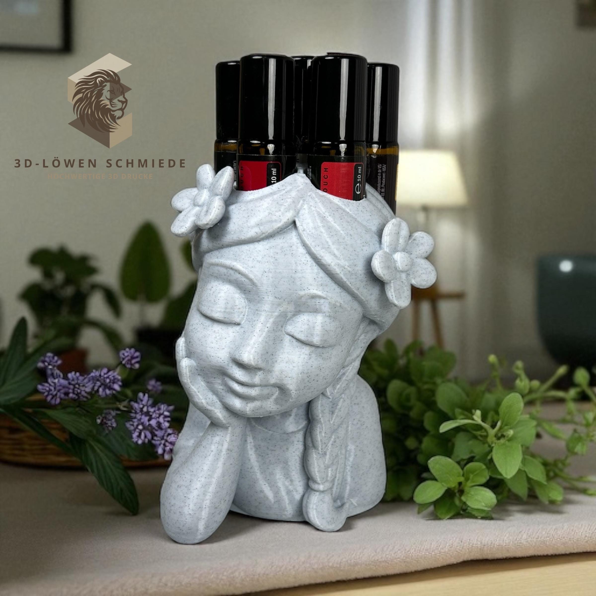 doTERRA Blumenmädchen V3. Aufsteller für Ätherische Öle 7x 10ml Roll-Ons im stilvollem und praktischen Design / Aufbewahrung / Marmor Grau