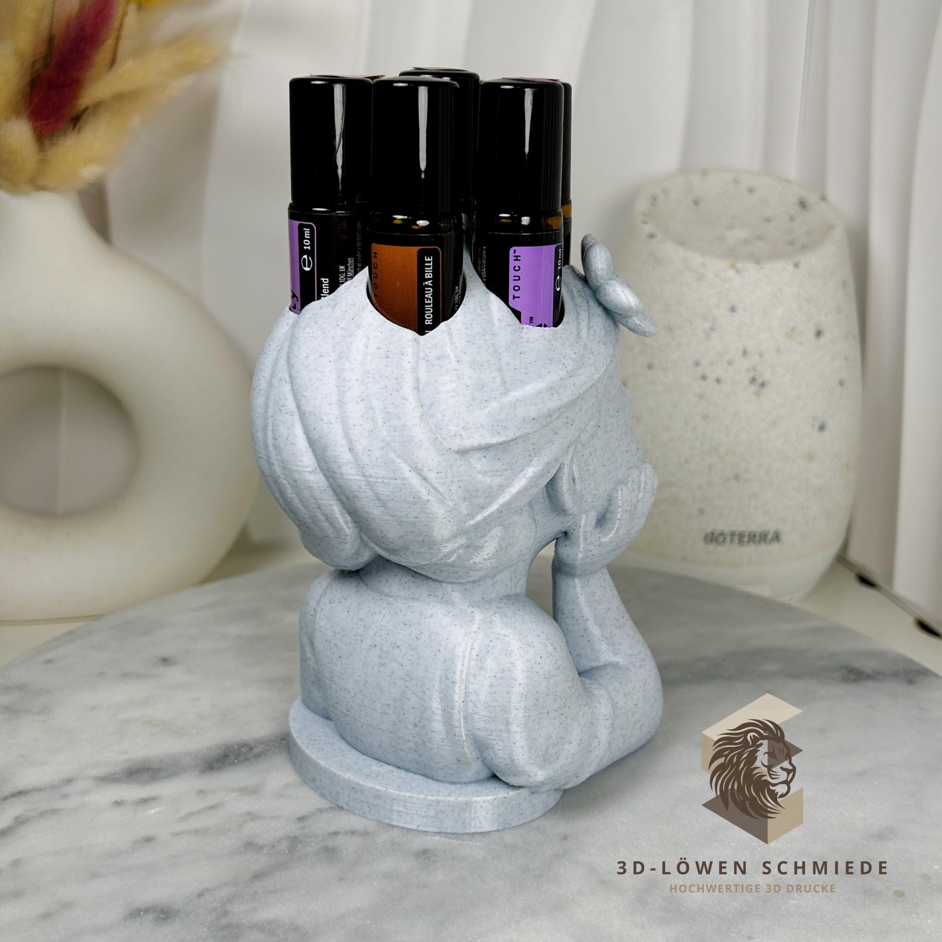 doTERRA Blumenmädchen V3. Aufsteller für Ätherische Öle 7x 10ml Roll-Ons im stilvollem und praktischen Design / Aufbewahrung / Marmor Grau