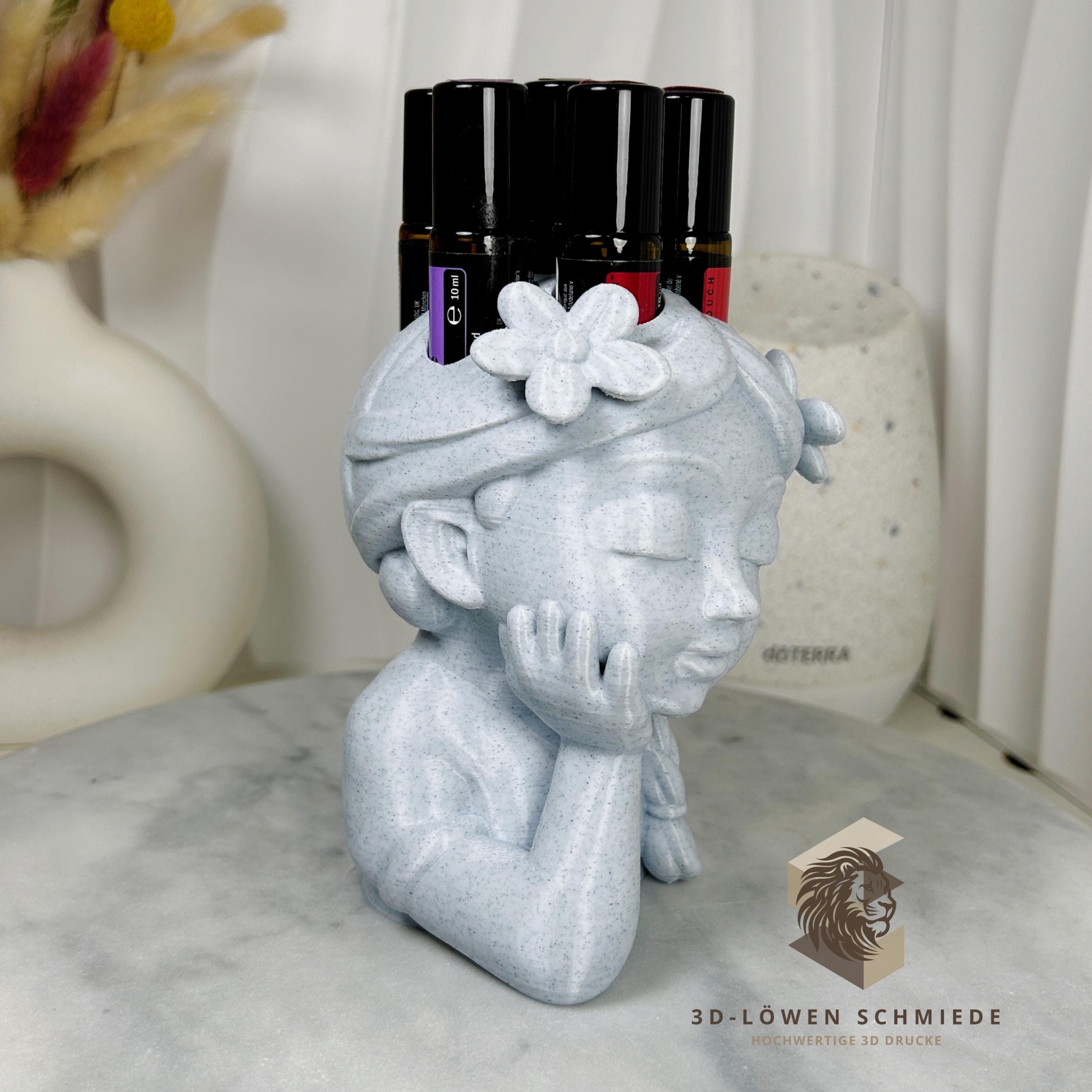 doTERRA Blumenmädchen V3. Aufsteller für Ätherische Öle 7x 10ml Roll-Ons im stilvollem und praktischen Design / Aufbewahrung / Marmor Grau
