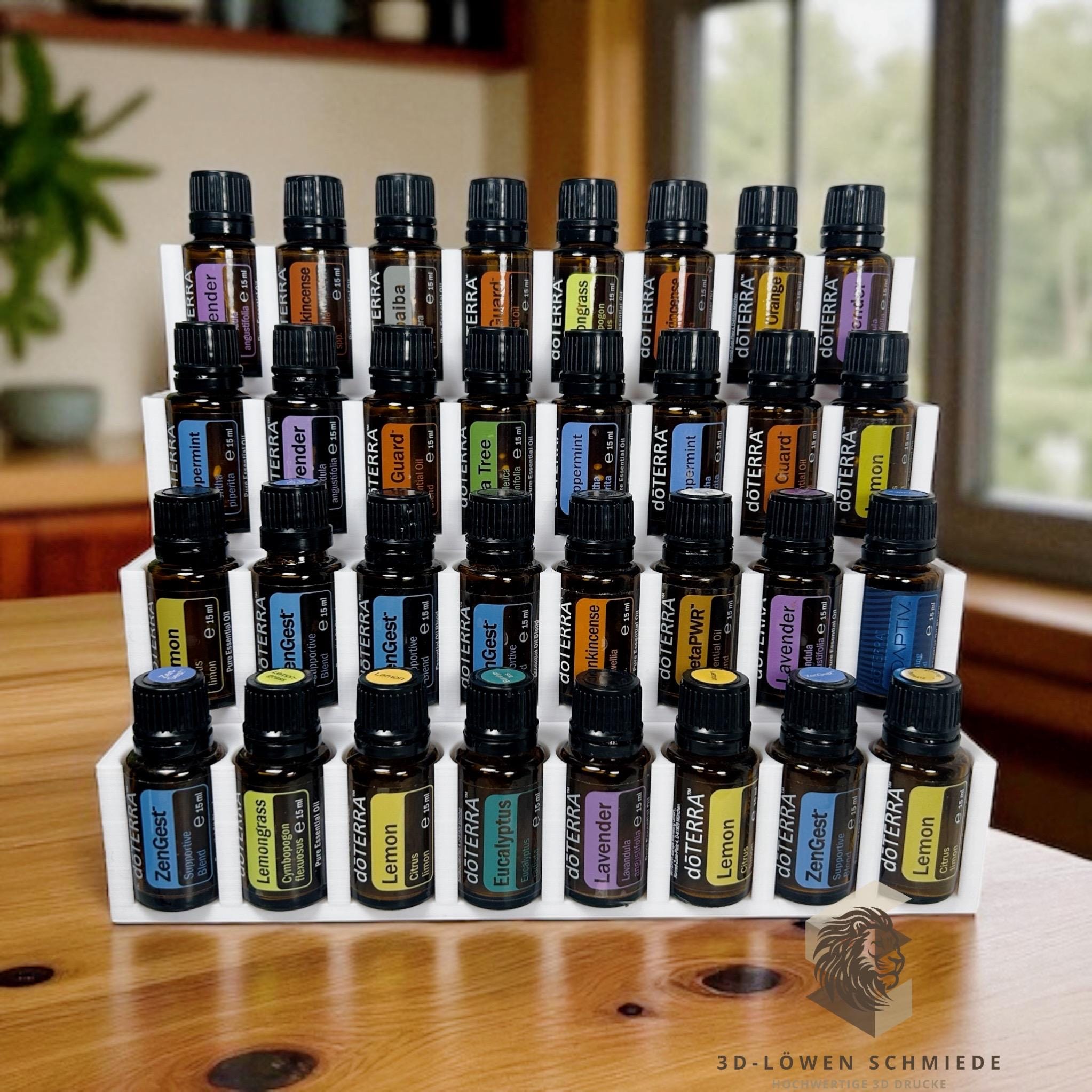 doTERRA Aufsteller für bis zu 32x 15ml Ätherische Öl Flaschen mit Sichtfenster auf die Öle, Stilvoll - Aufbewahrung - Geschenkidee