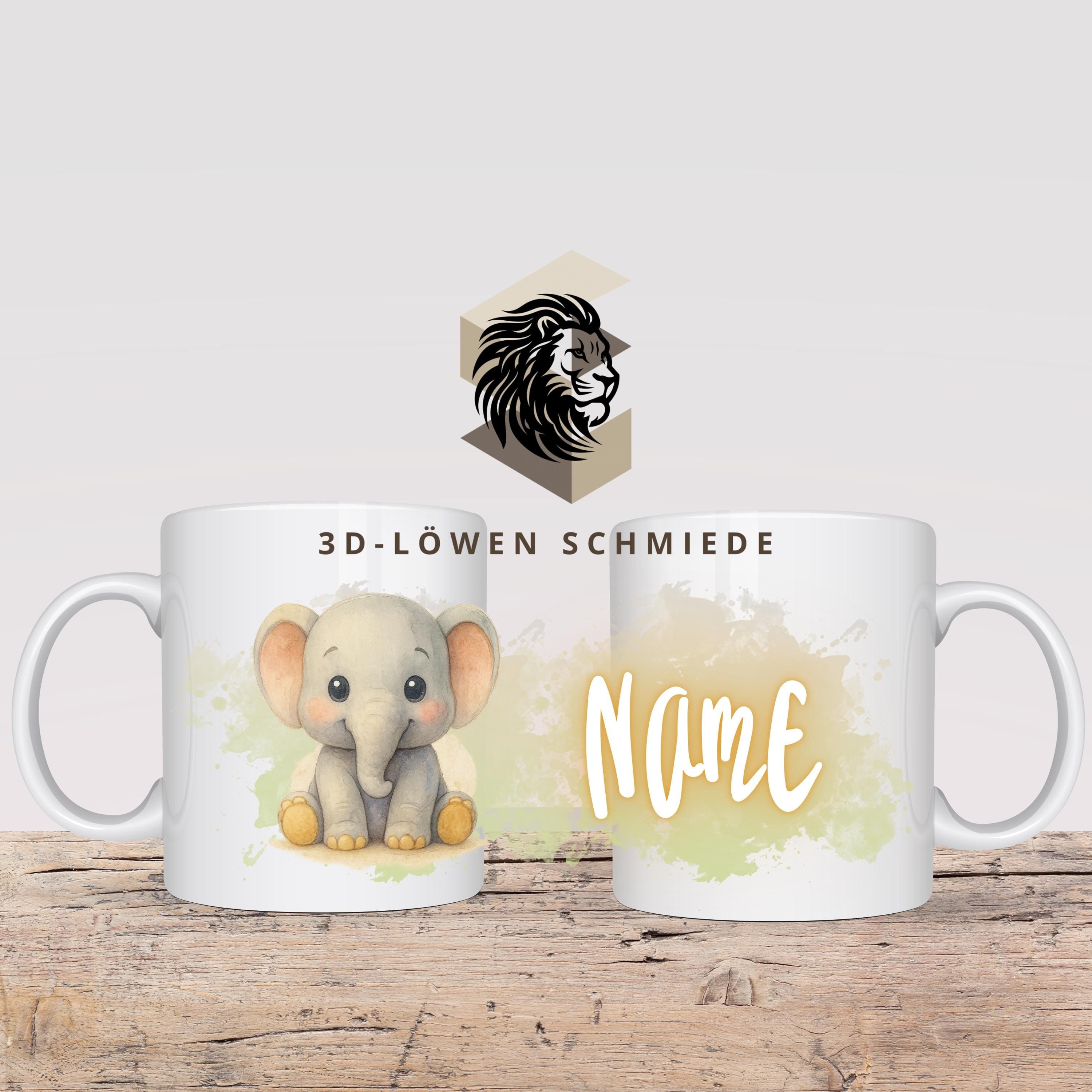 Personalisierte Tasse mit Namen Elefand | Kaffeetasse für Sublimationsdruck | Geschenkidee für Jungen & Mädchen | Individuelle Kaffeetasse