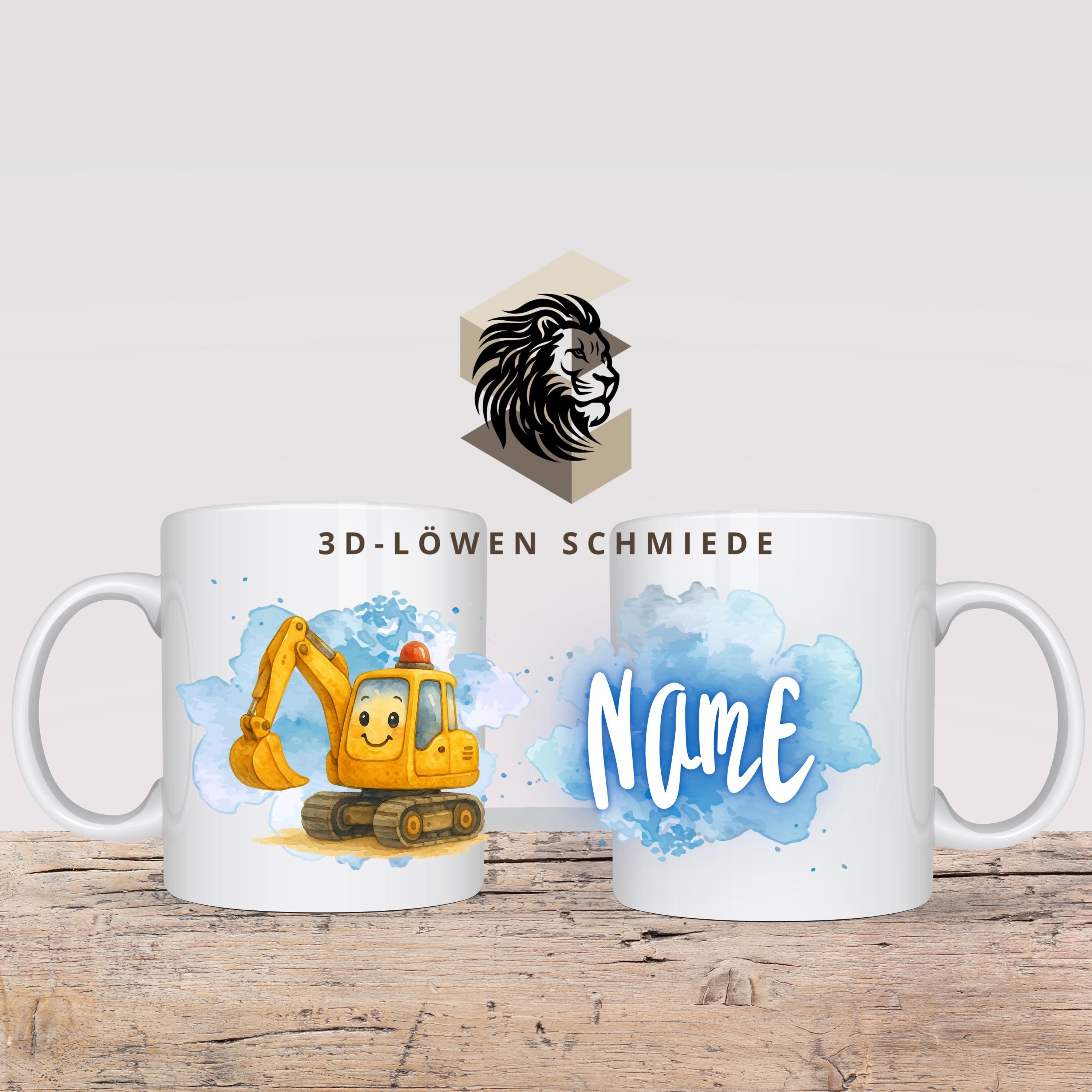 Personalisierte Tasse „Bagger“ mit Name  Geschenkidee für Geburtstag, Weihnachten, Kollegen und Familie