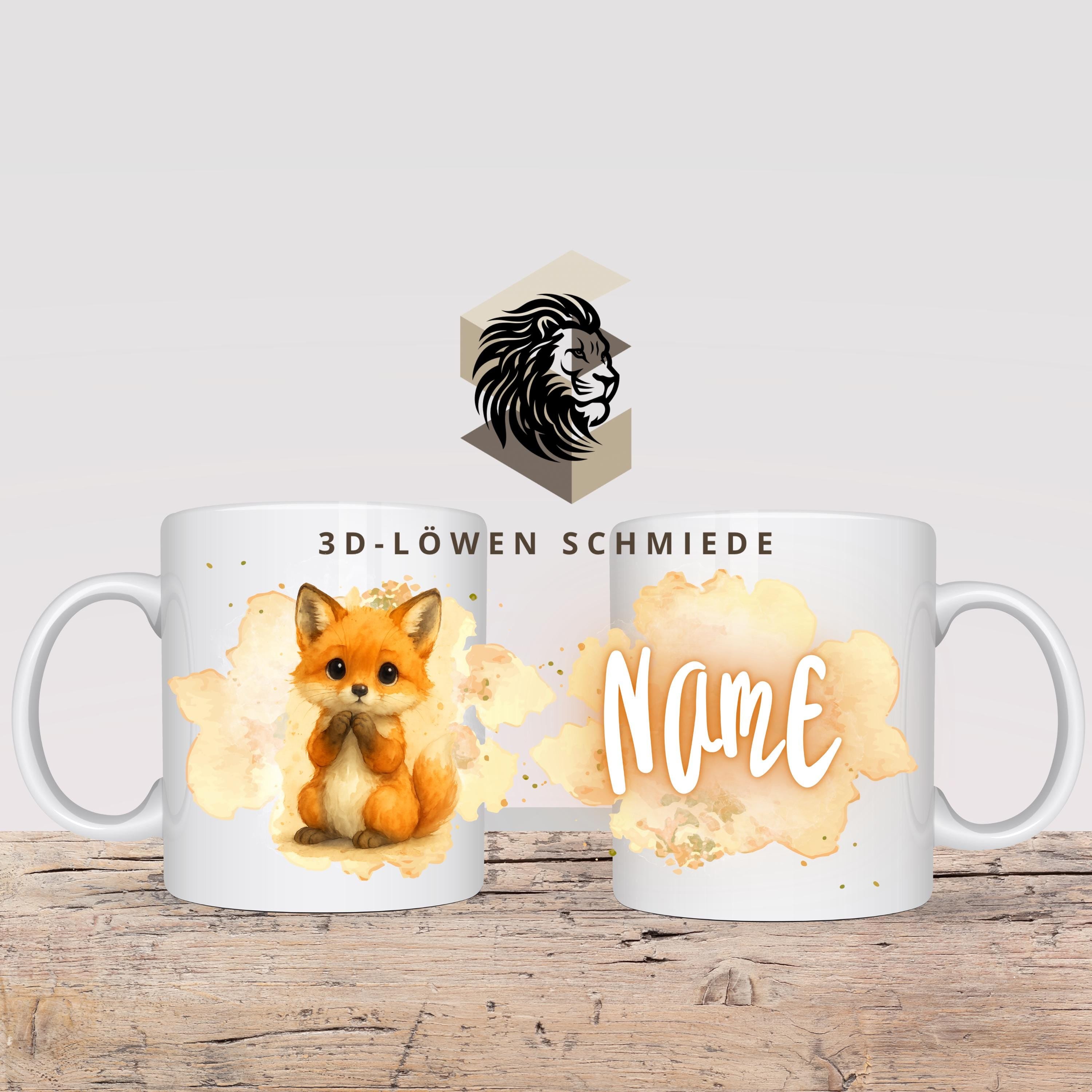 Personalisierte Tasse „Fuchs“ mit Name Geschenkidee für Geburtstag, Weihnachten, Kollegen und Familie