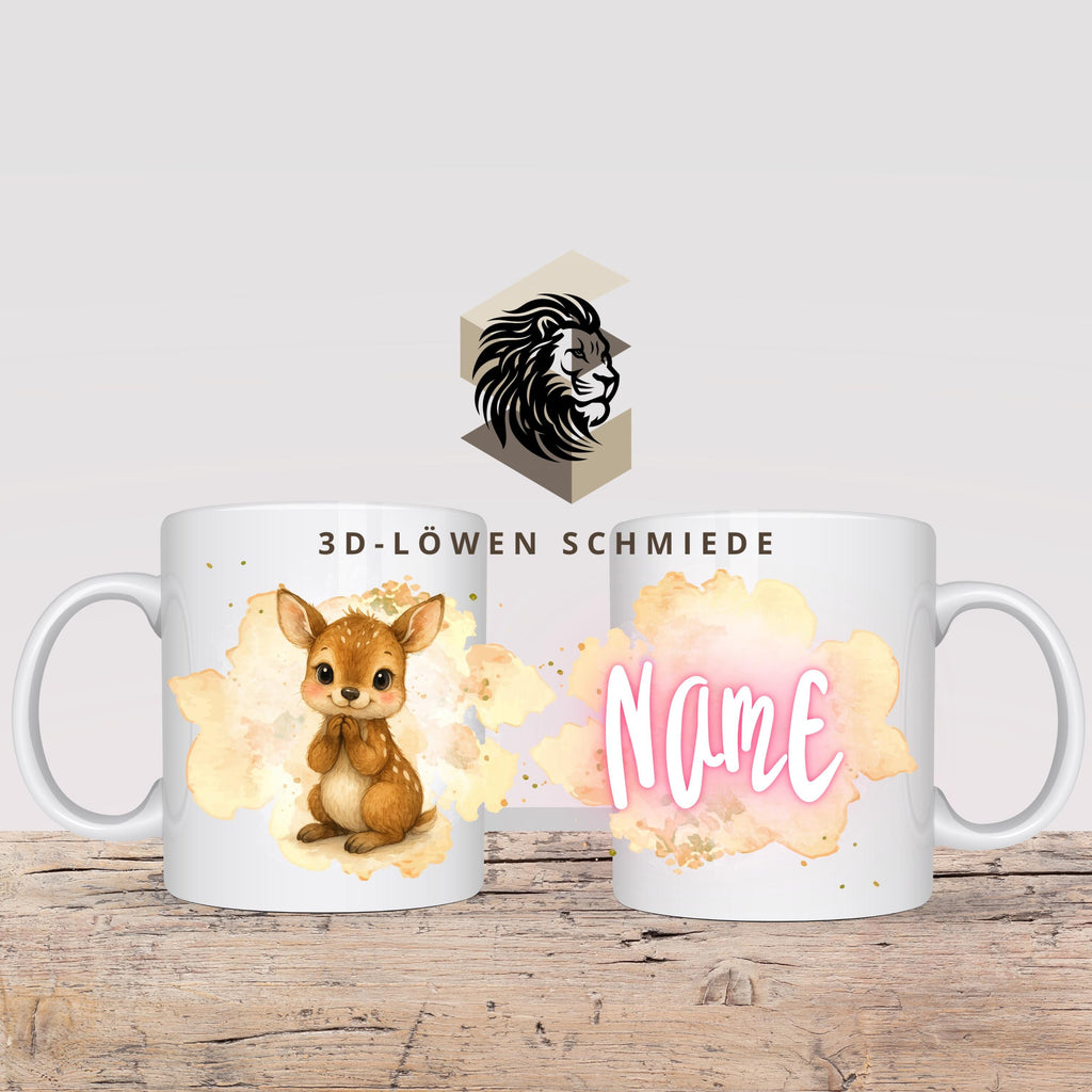 Personalisierte Tasse „Reh“ mit Name  Geschenkidee für Geburtstag, Weihnachten, Kollegen und Familie