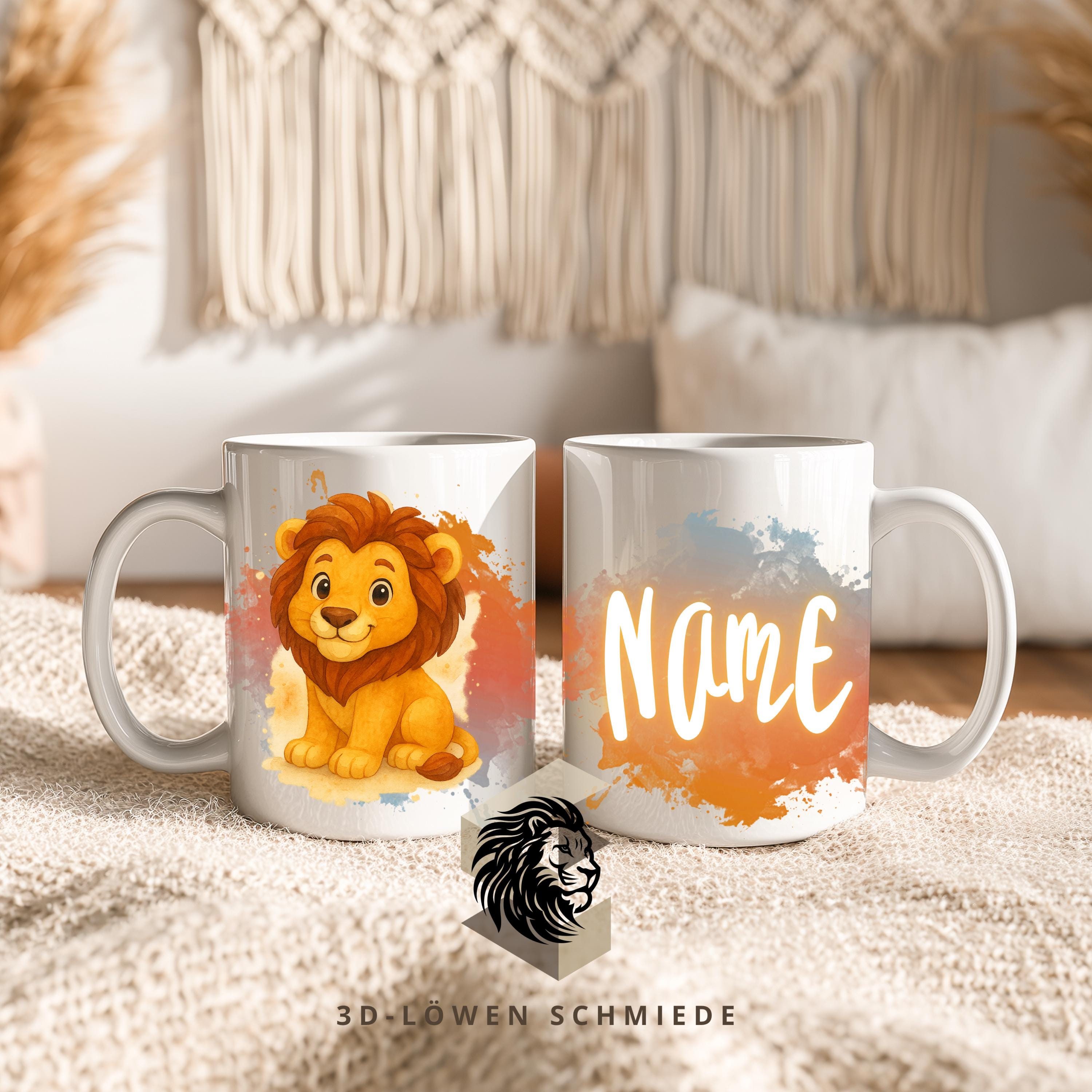 Personalisierte Tasse mit Namen  Löwe | Kaffeetasse Sublimation | Geschenkidee für Jungs & mädchen | Custom Mug Coffee Cup