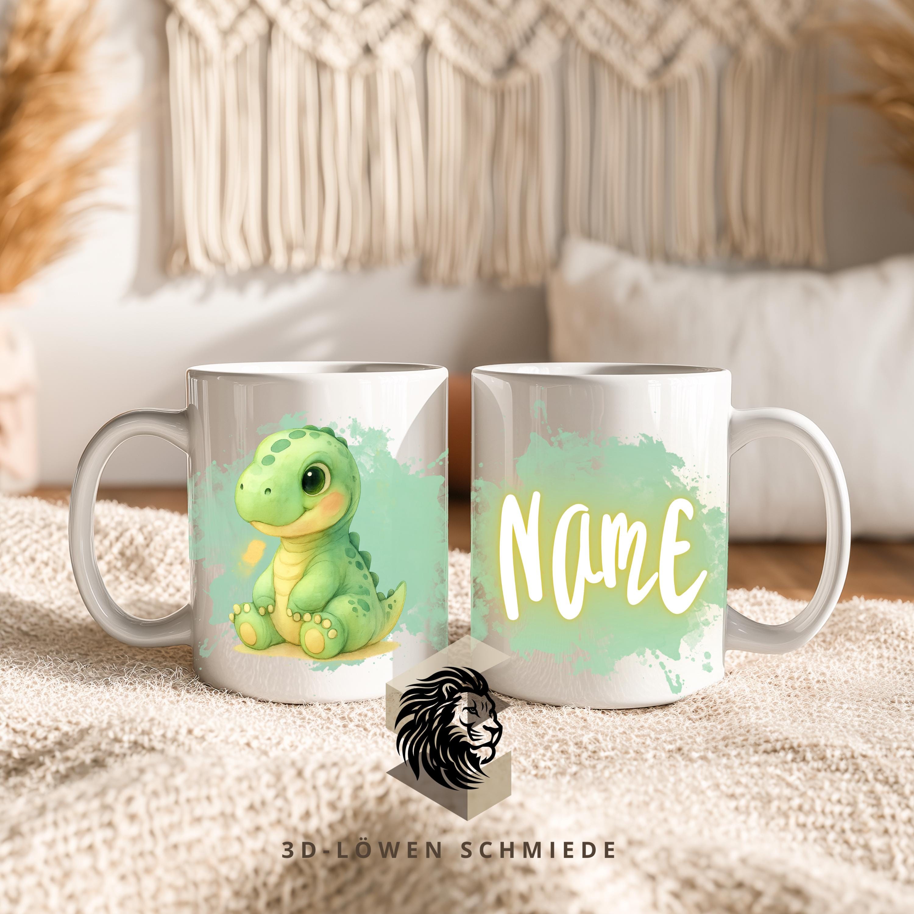 Personalisierte Tasse mit Namen Dinosauria | Kaffeetasse Sublimation | Geschenkidee für Jungs & mädchen | Custom Mug Coffee Cup