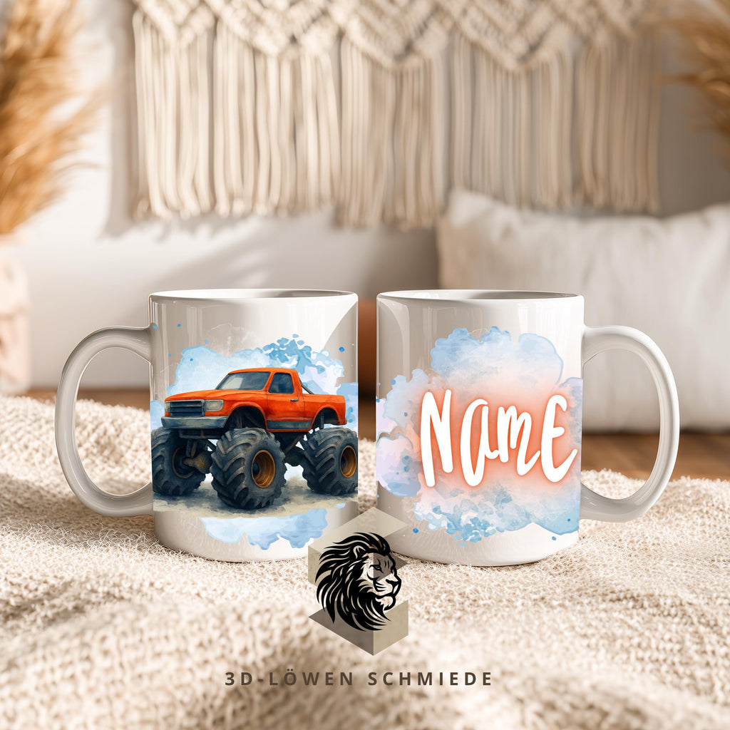 Personalisierte Tasse „Monstertruck“ mit Name Geschenkidee für Geburtstag, Weihnachten, Kollegen und Familie