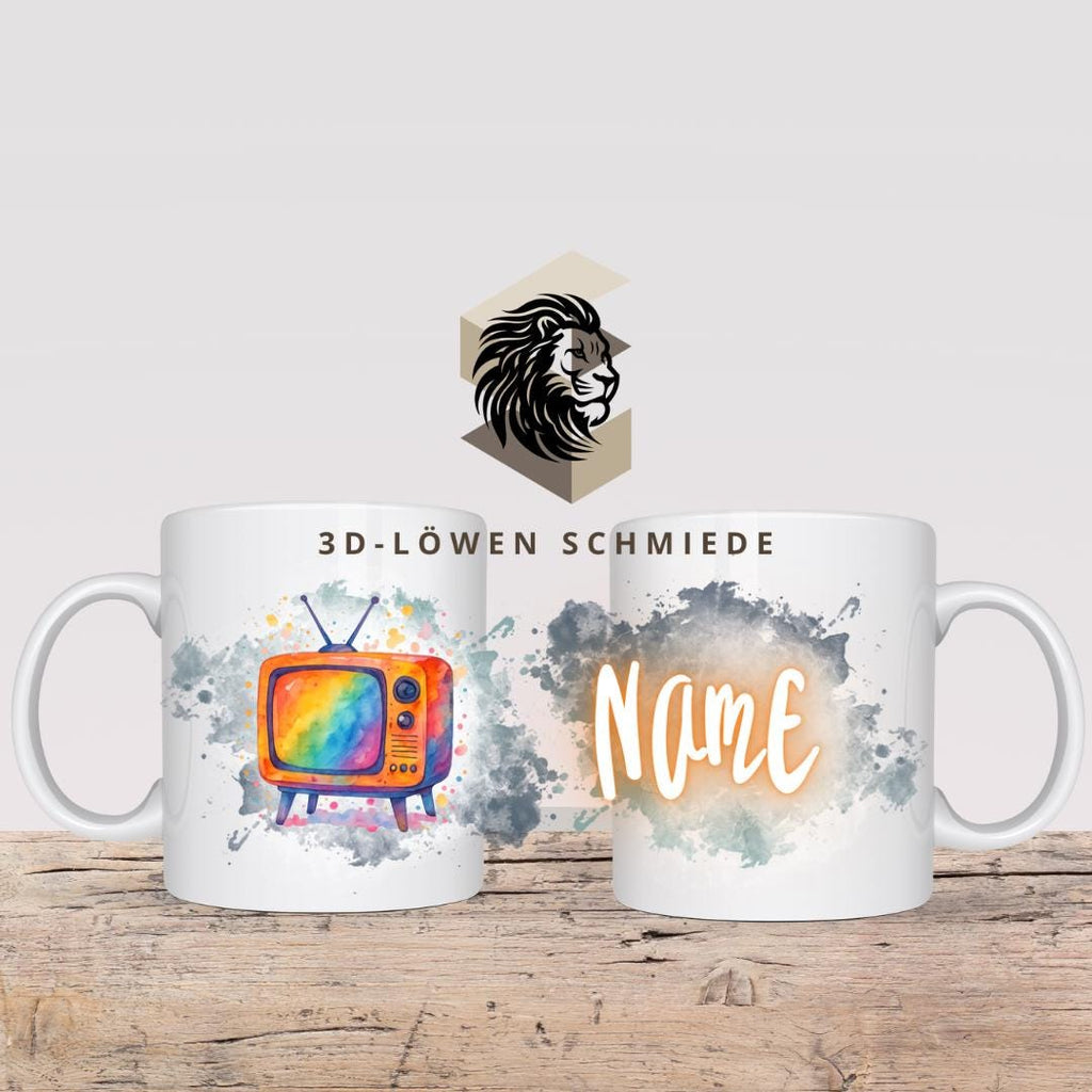 Tasse Personalisierte „Retro Fernseher“ mit Name  Geschenkidee für Geburtstag, Weihnachten, Kollegen und Familie