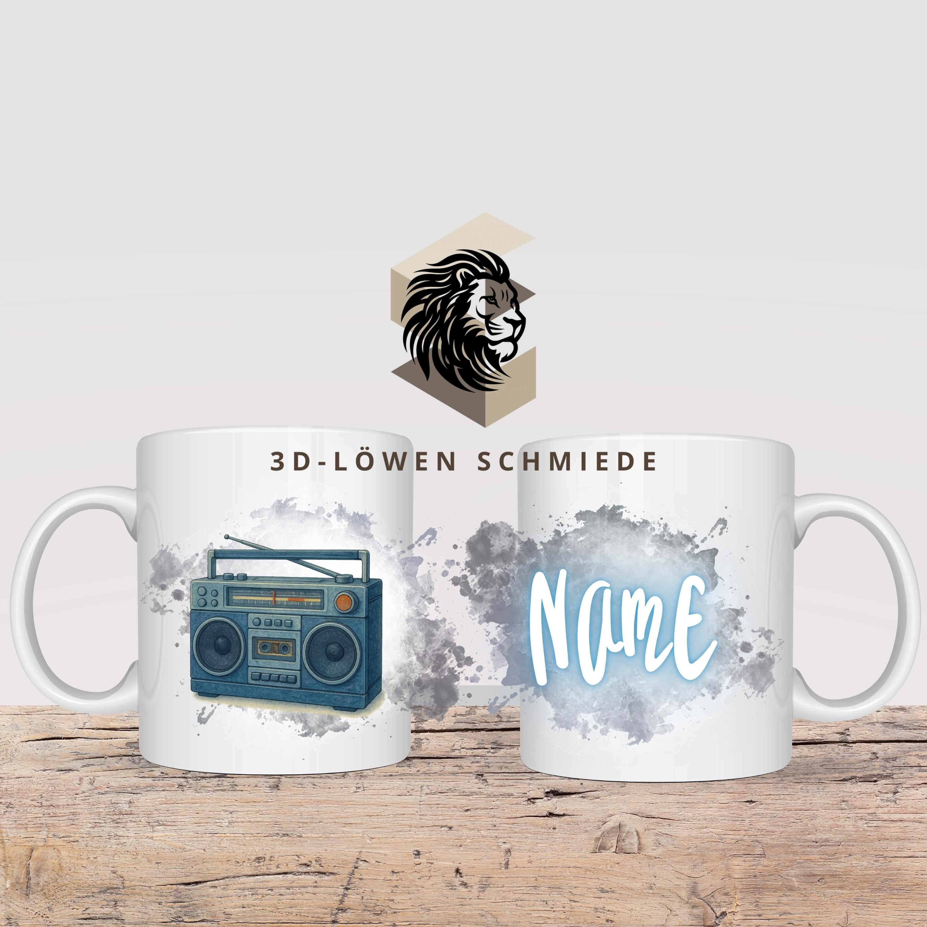 Tasse Personalisierte Retro Radio mit Name  Geschenkidee für Geburtstag, Weihnachten, Kollegen und Familie