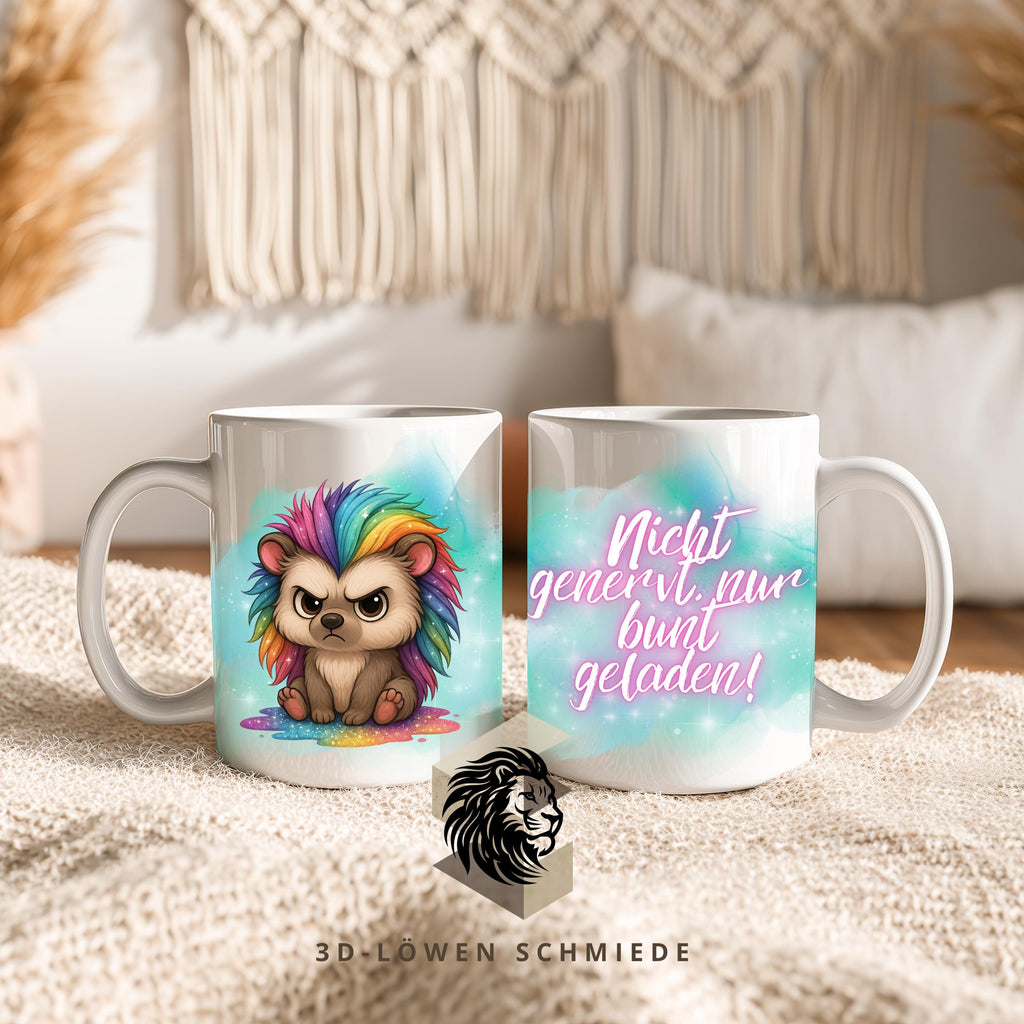Lustige Tier Tasse mit Spruch bunte Regenbogen Tiere, Glitzer & Grumpy Designs ein witziges Geschenk für Tierliebhaber und Kaffee-Fans