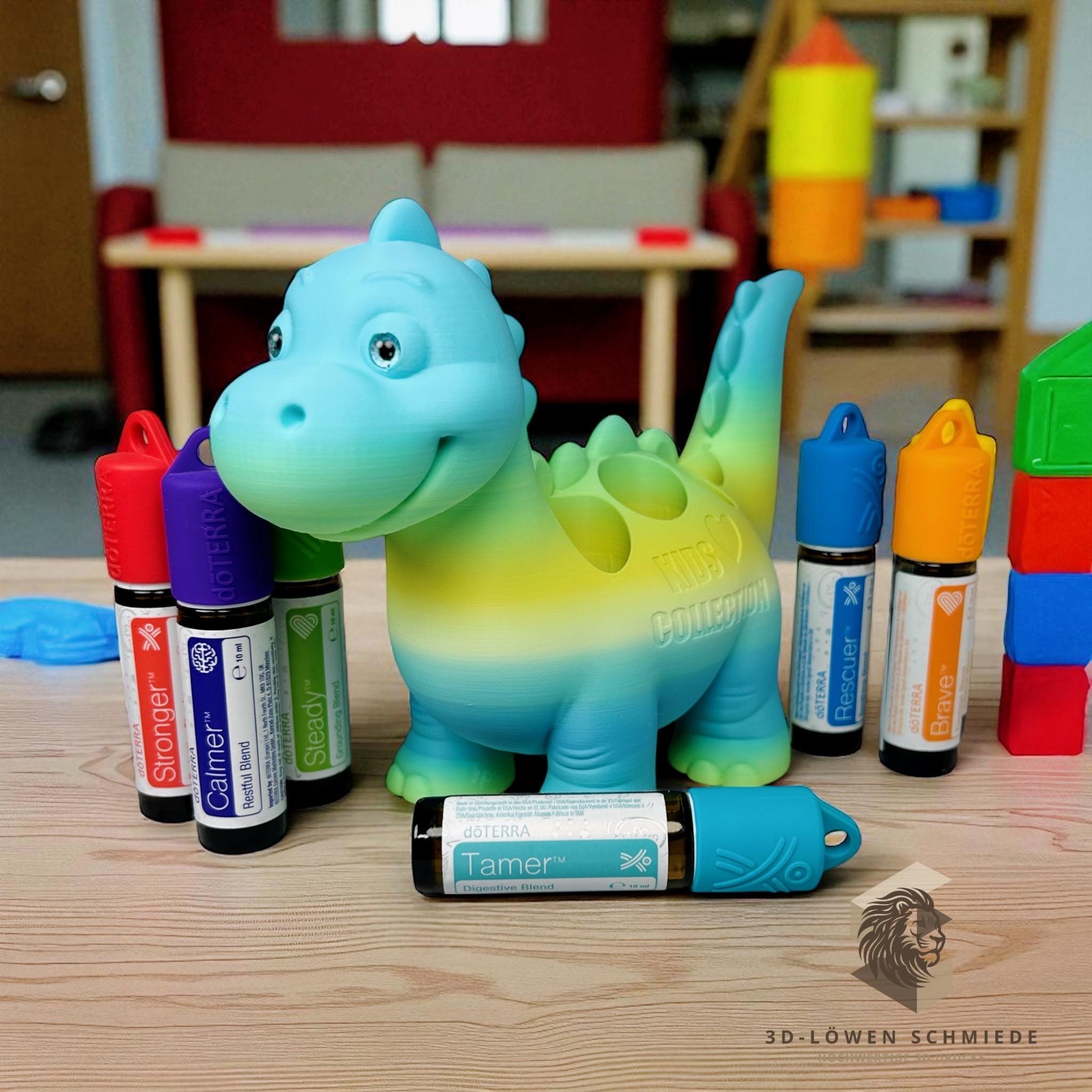 doTERRA Aufsteller KidsCollection, Dino Buddy für Ätherische Öle Platz für 7x 10ml Roll On - Deko - Geschenk - Aufbewahrung